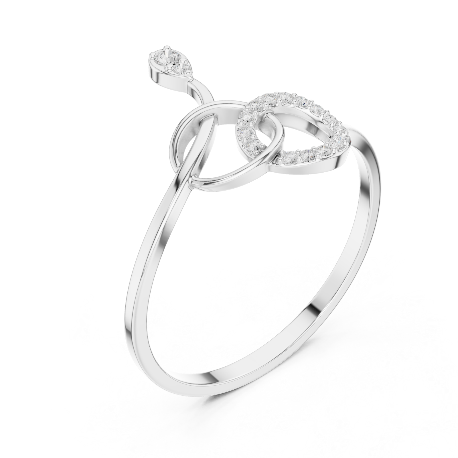  White Gold Celestial Duo Interlace Promise Ring Right View