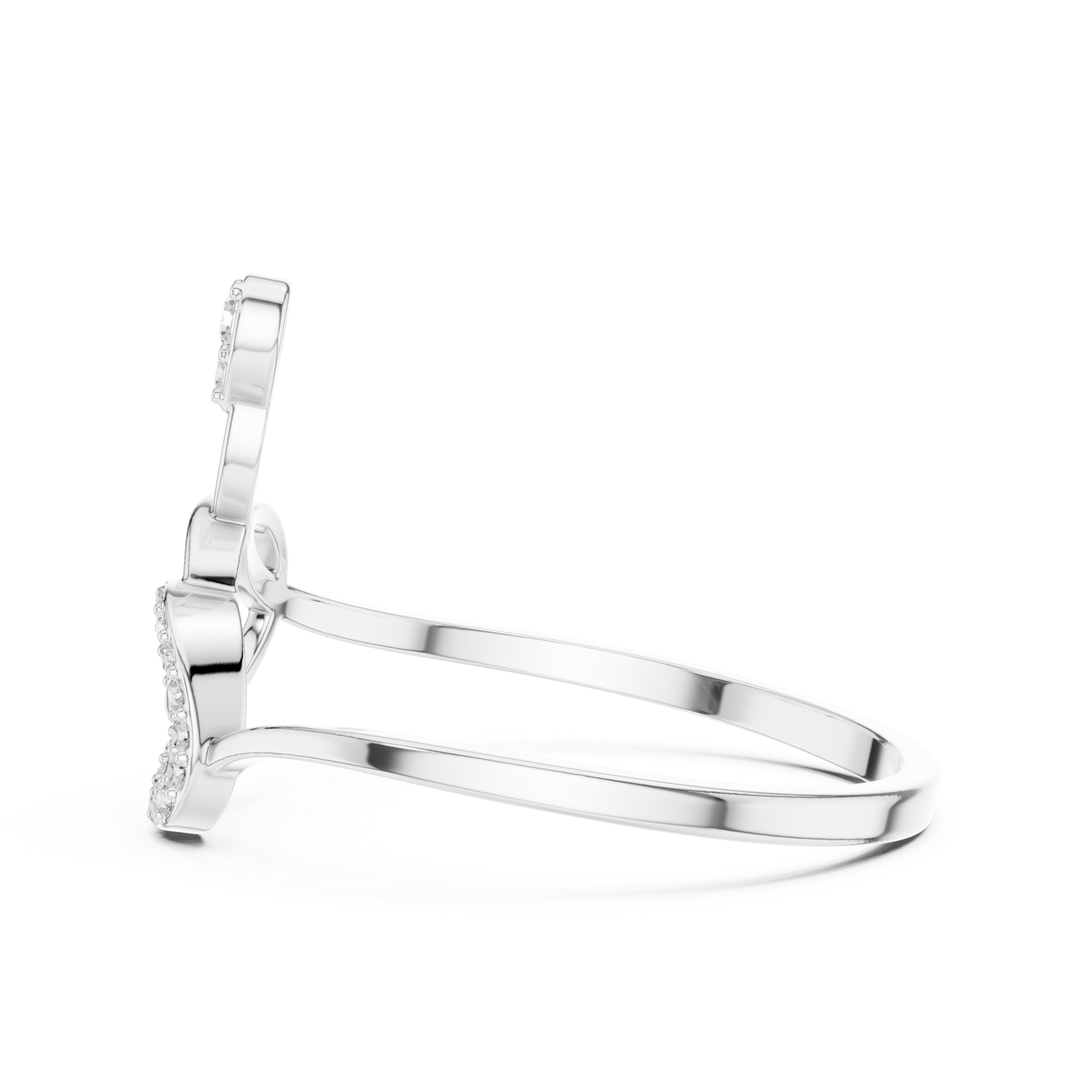  White Gold Celestial Duo Interlace Promise Ring Side View