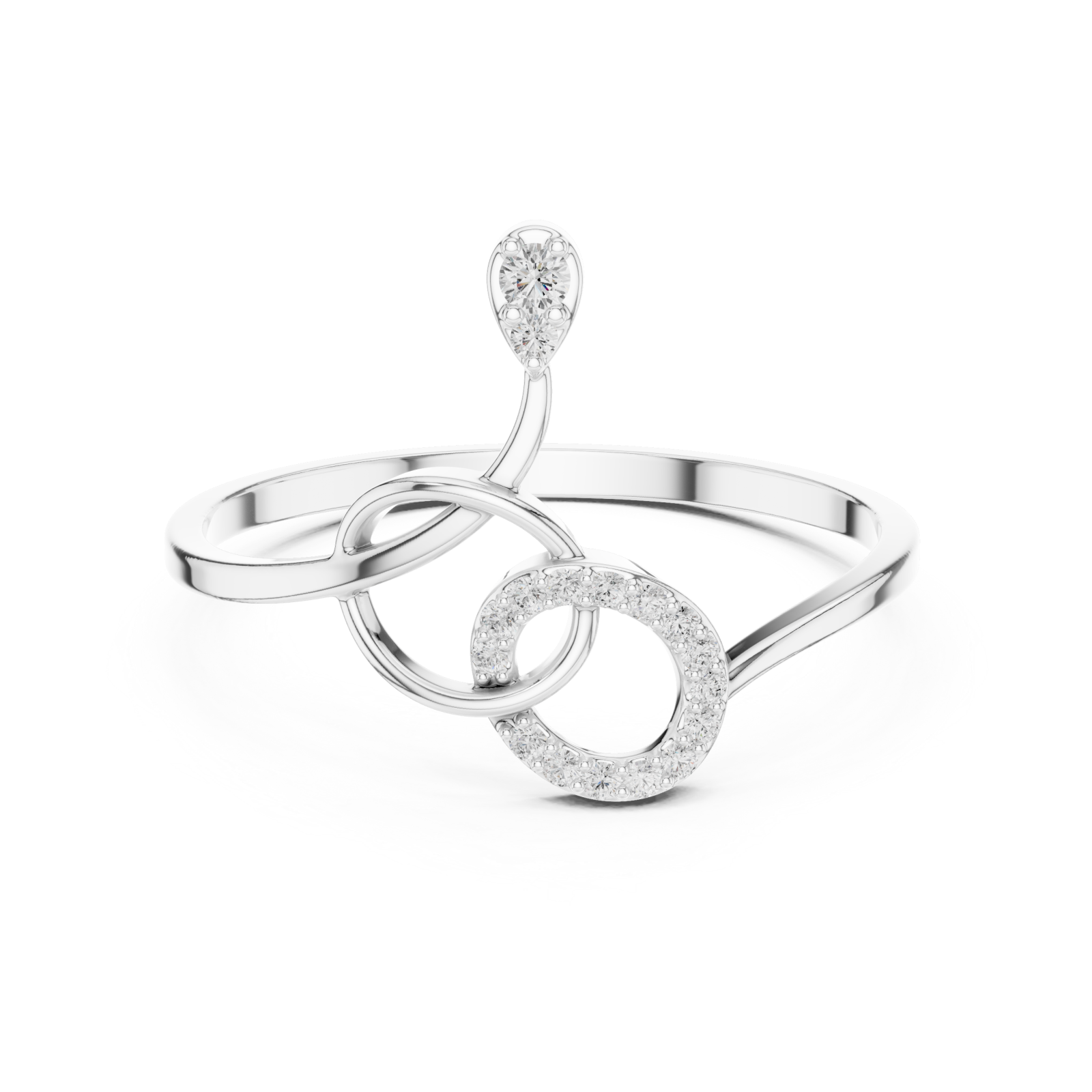  White Gold Celestial Duo Interlace Promise Ring Front View