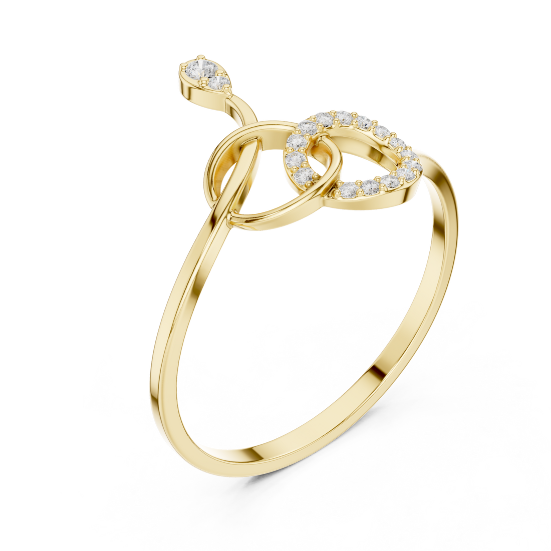 Gold Celestial Duo Interlace Promise Ring Right View