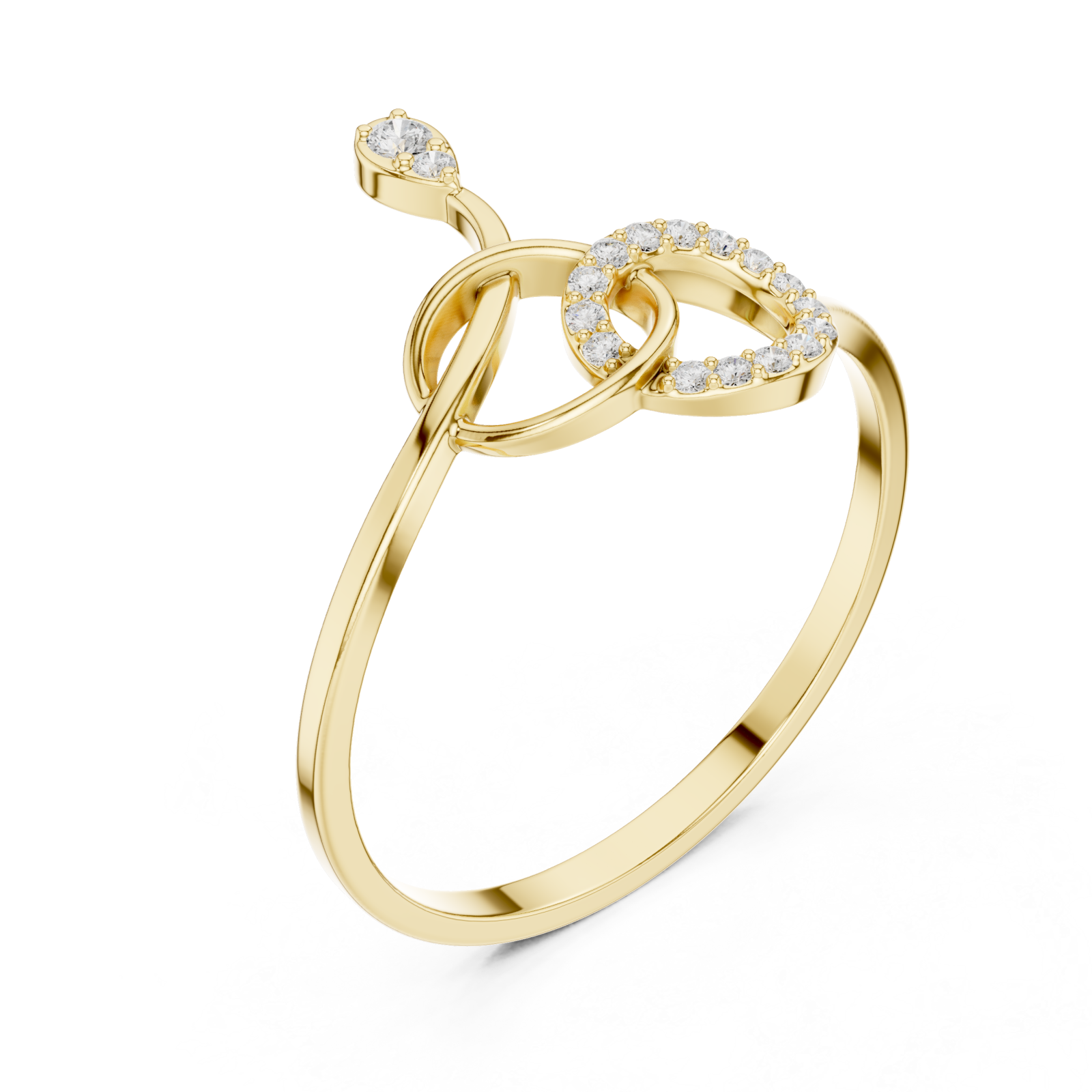 Gold Celestial Duo Interlace Promise Ring Right View