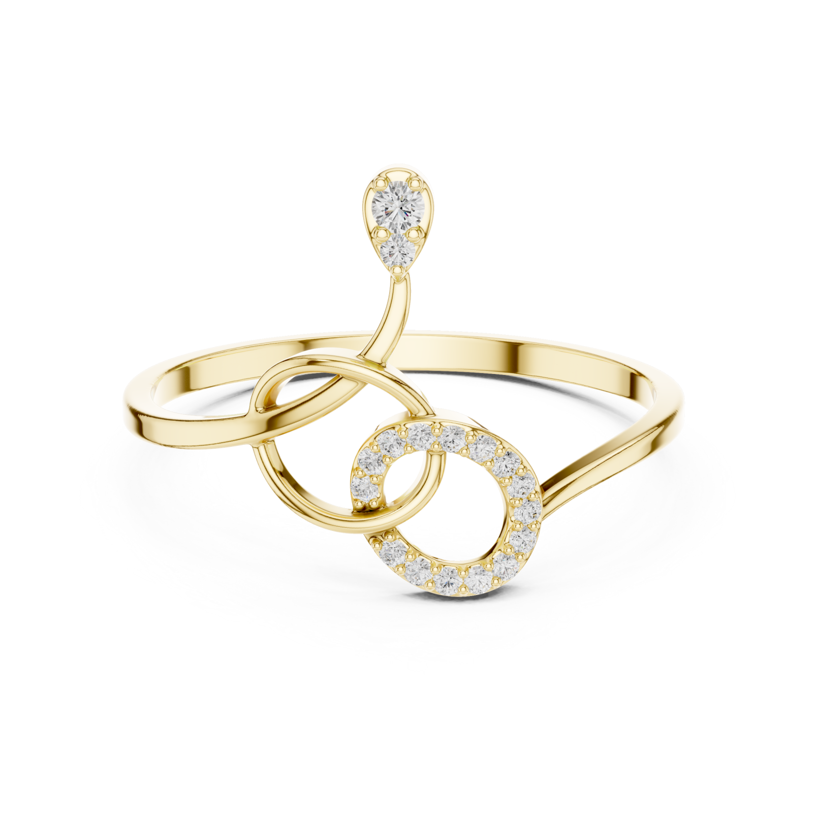  Gold Celestial Duo Interlace Promise Ring Front View