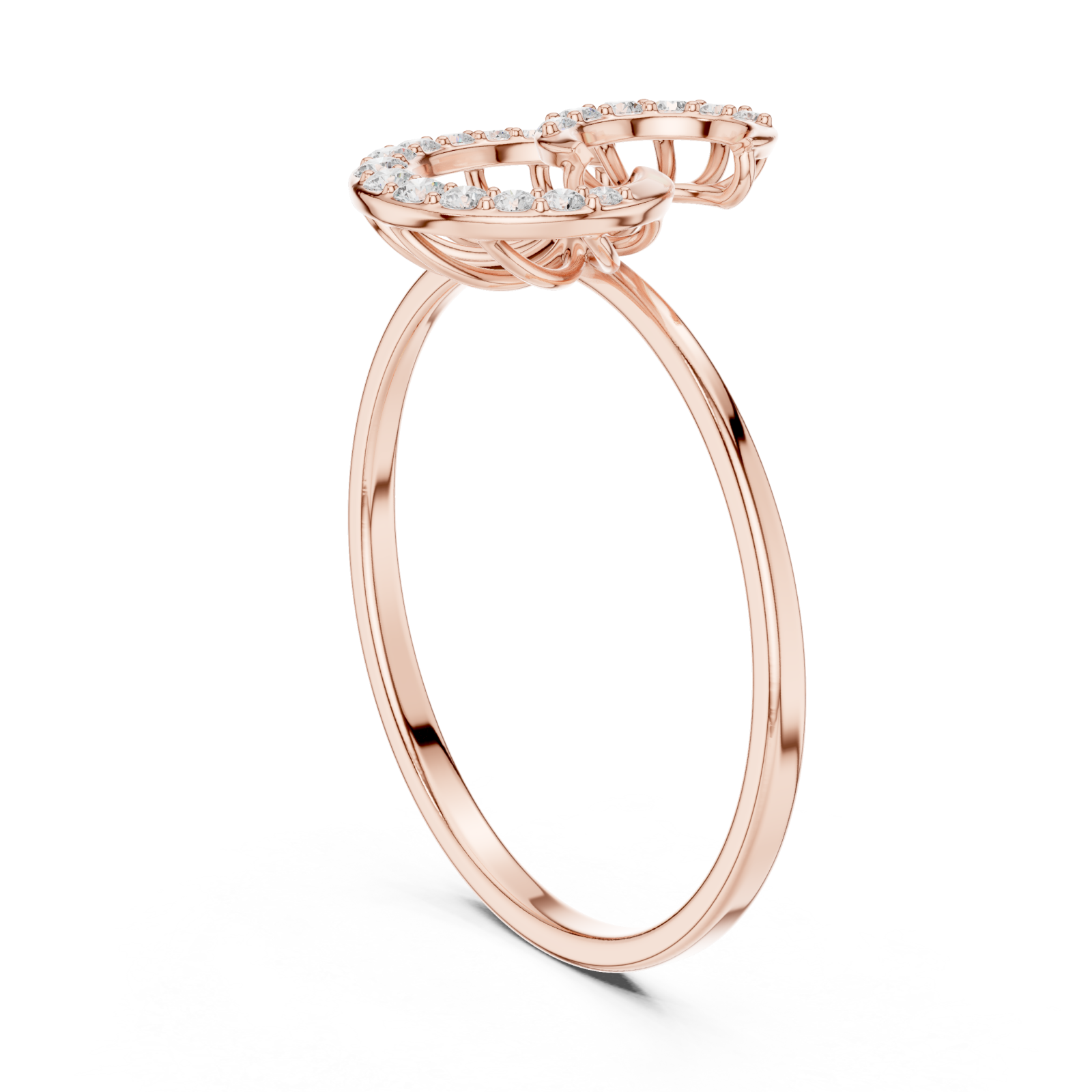  Rose Gold Whispering Bloom Petite Band Ring Left View