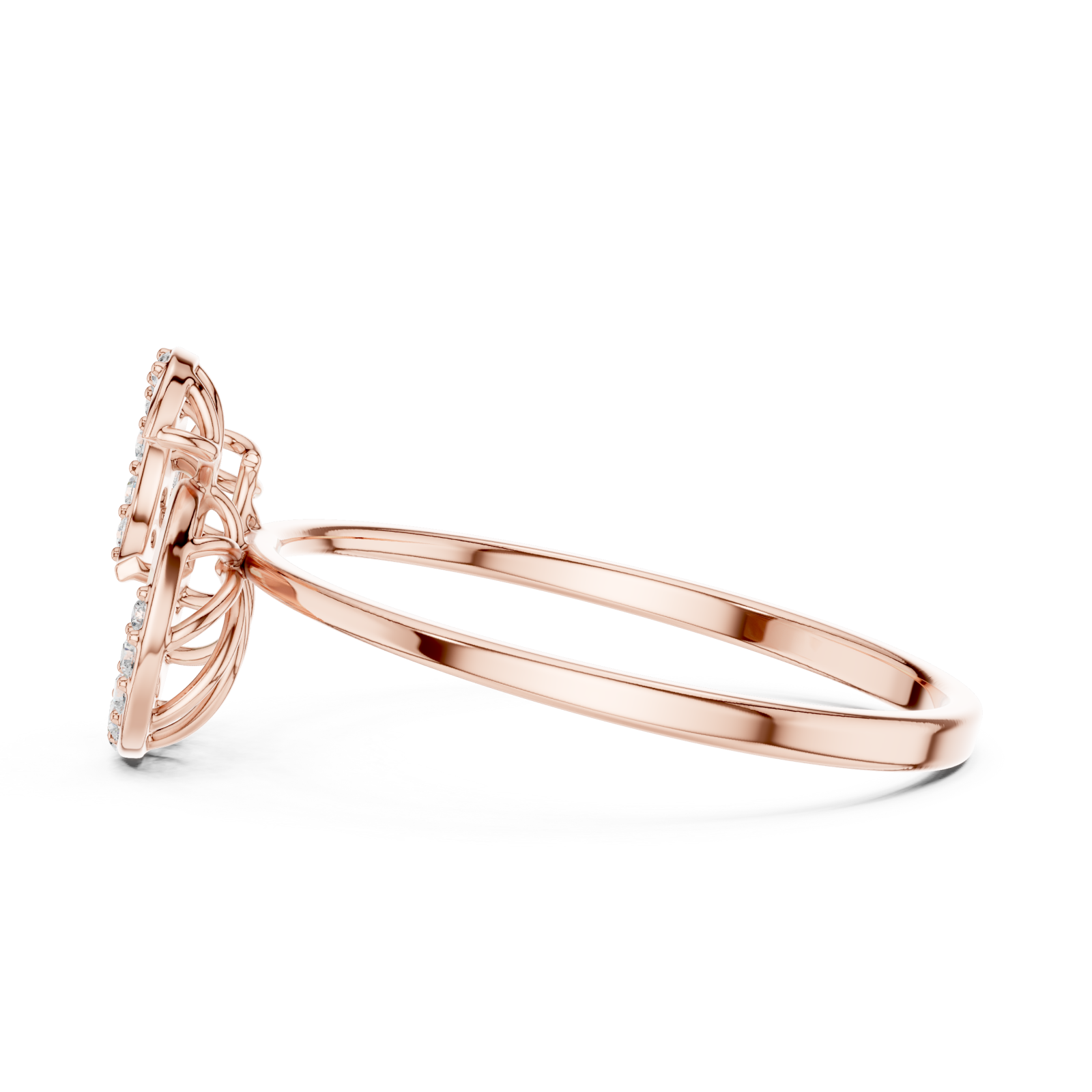  Rose Gold Whispering Bloom Petite Band Ring Side View