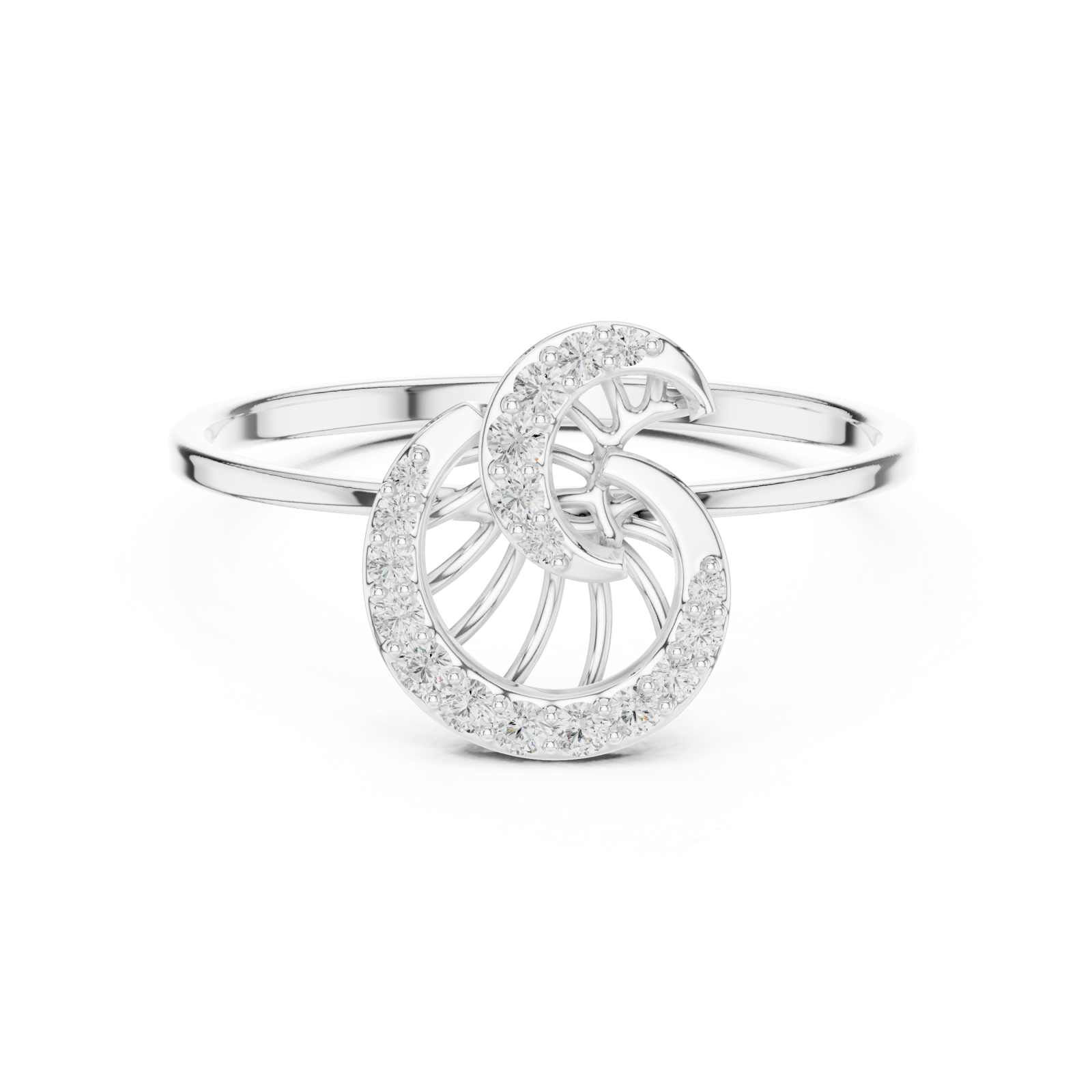  White Gold Whispering Bloom Petite Band Ring Front View
