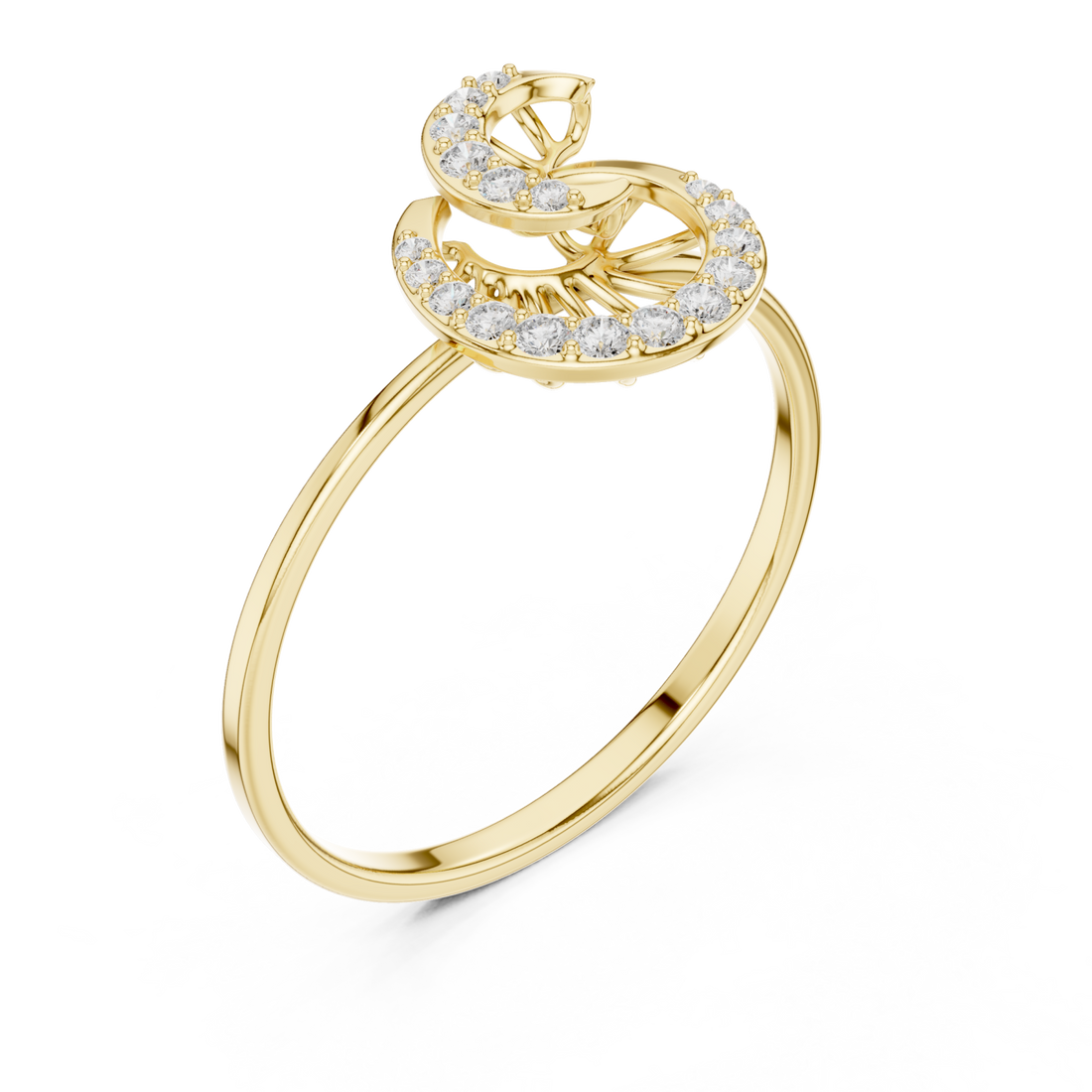 Gold Whispering Bloom Petite Band Ring Right View