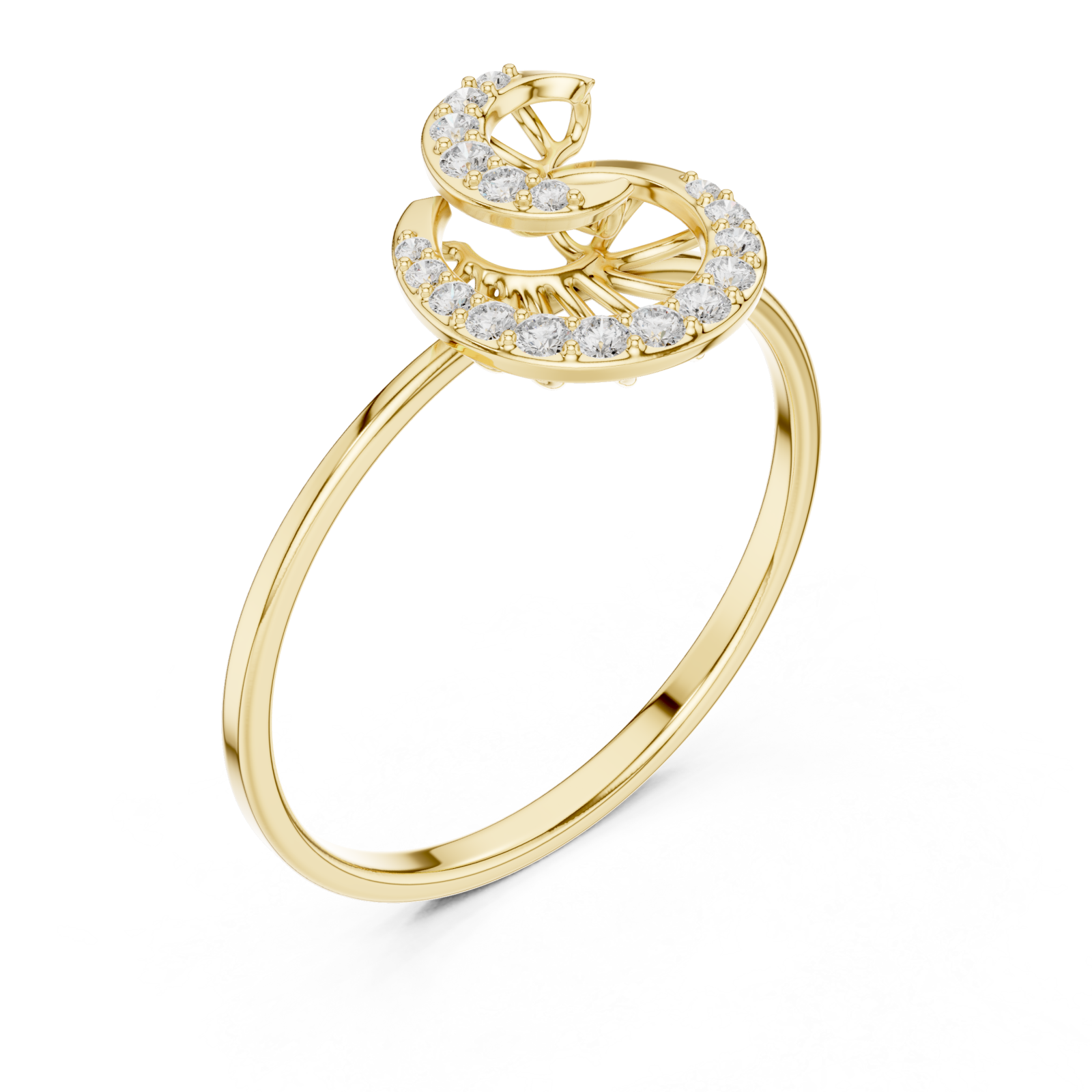 Gold Whispering Bloom Petite Band Ring Right View