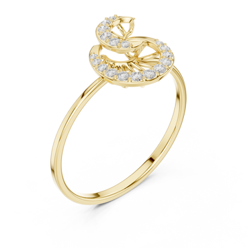 Gold Whispering Bloom Petite Band Ring Right View