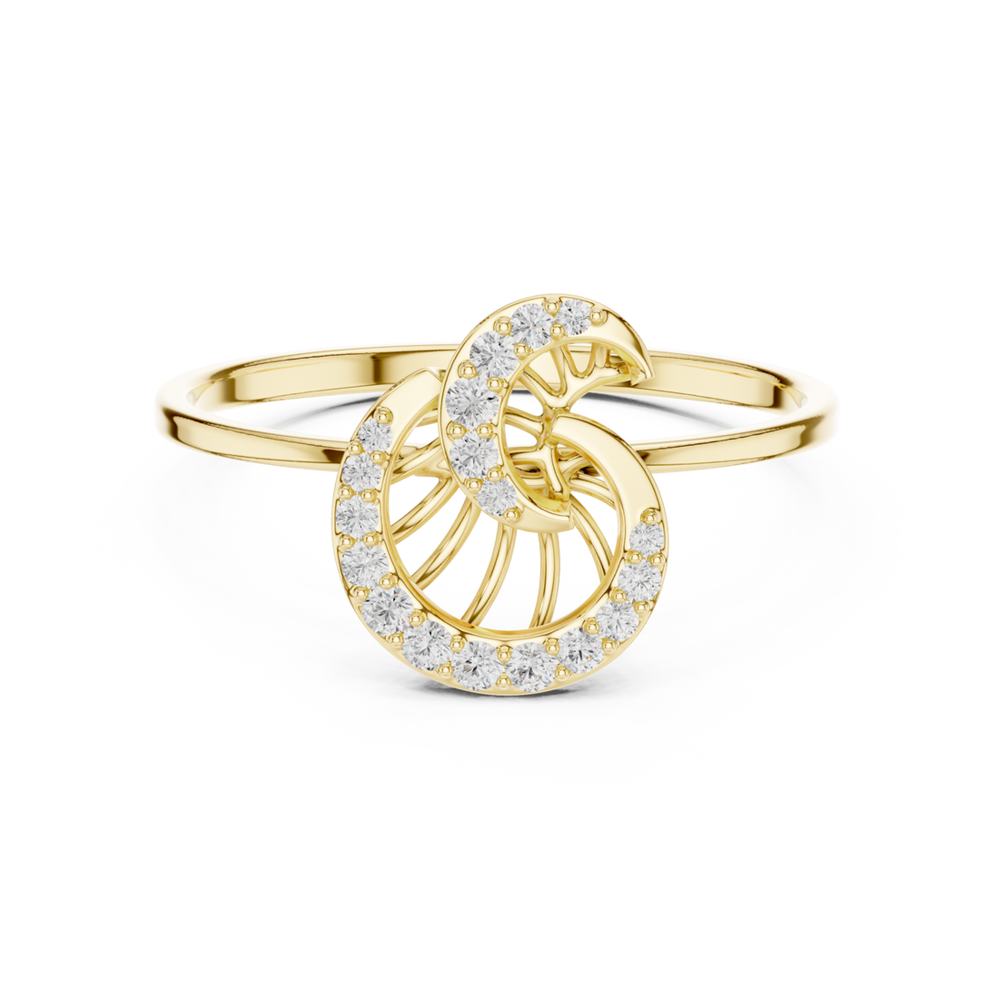 Gold Whispering Bloom Petite Band Ring Right View