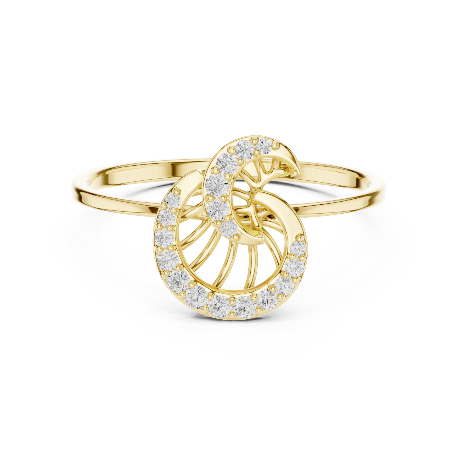  Gold Whispering Bloom Petite Band Ring Front View