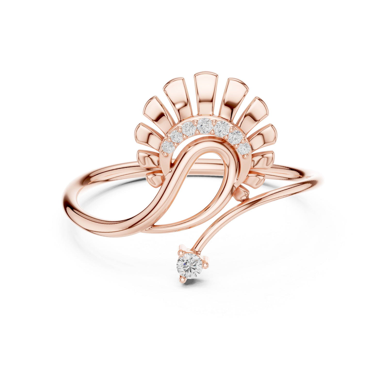  Rose Gold Serenade Flare Blossom Band Front View