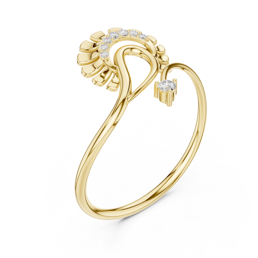 Gold Serenade Flare Blossom Band Right View