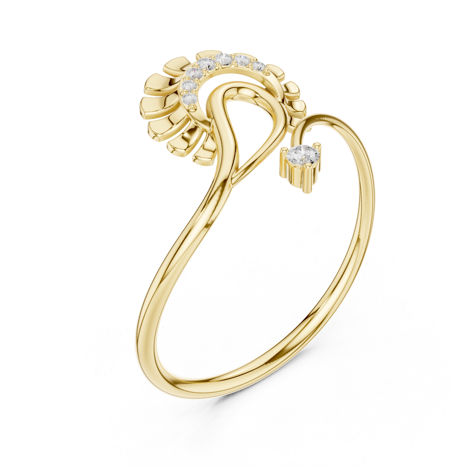 Gold Serenade Flare Blossom Band Right View