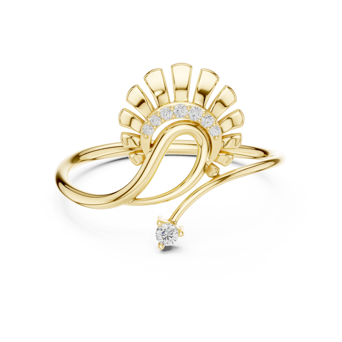 Gold Serenade Flare Blossom Band Right View