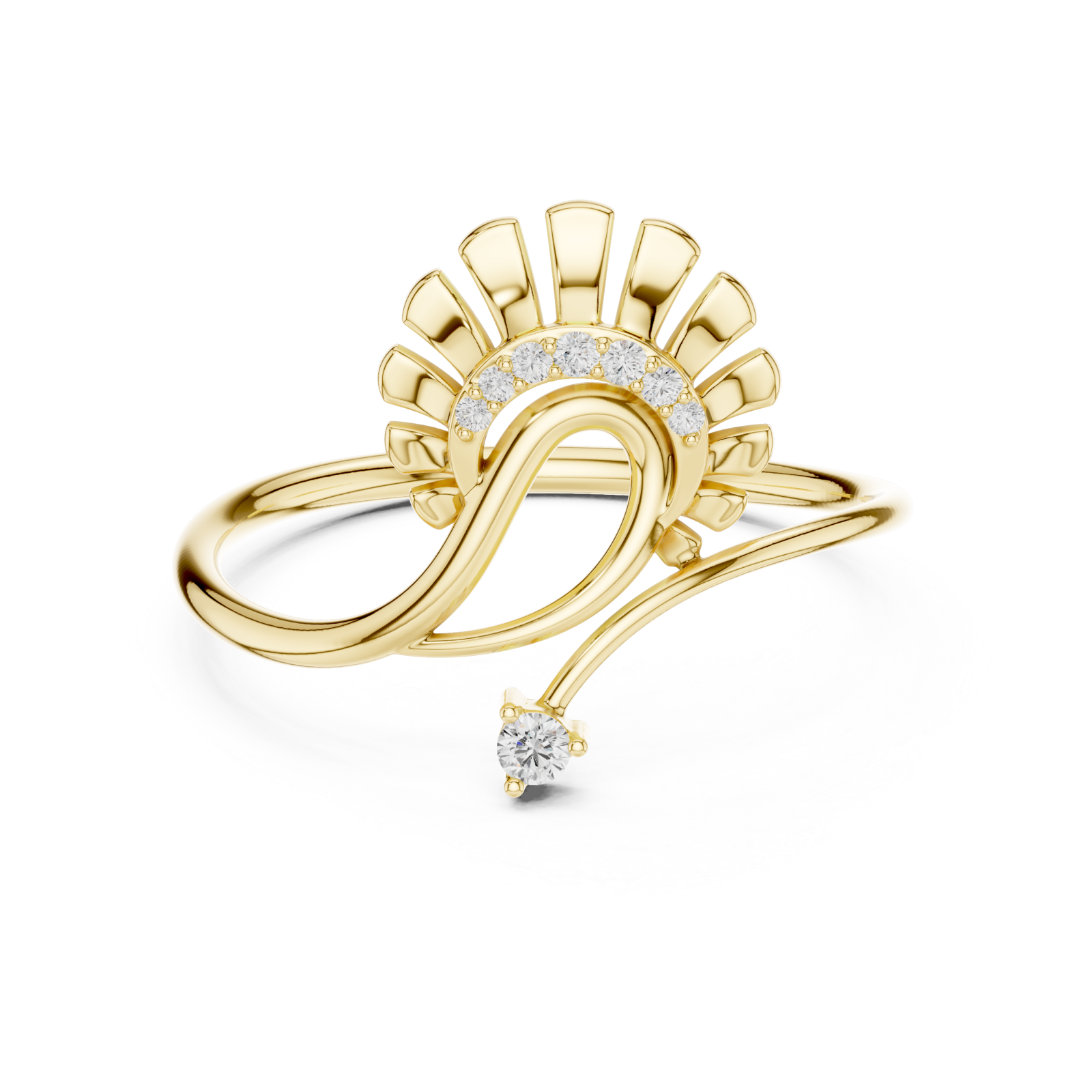  Gold Serenade Flare Blossom Band Front View