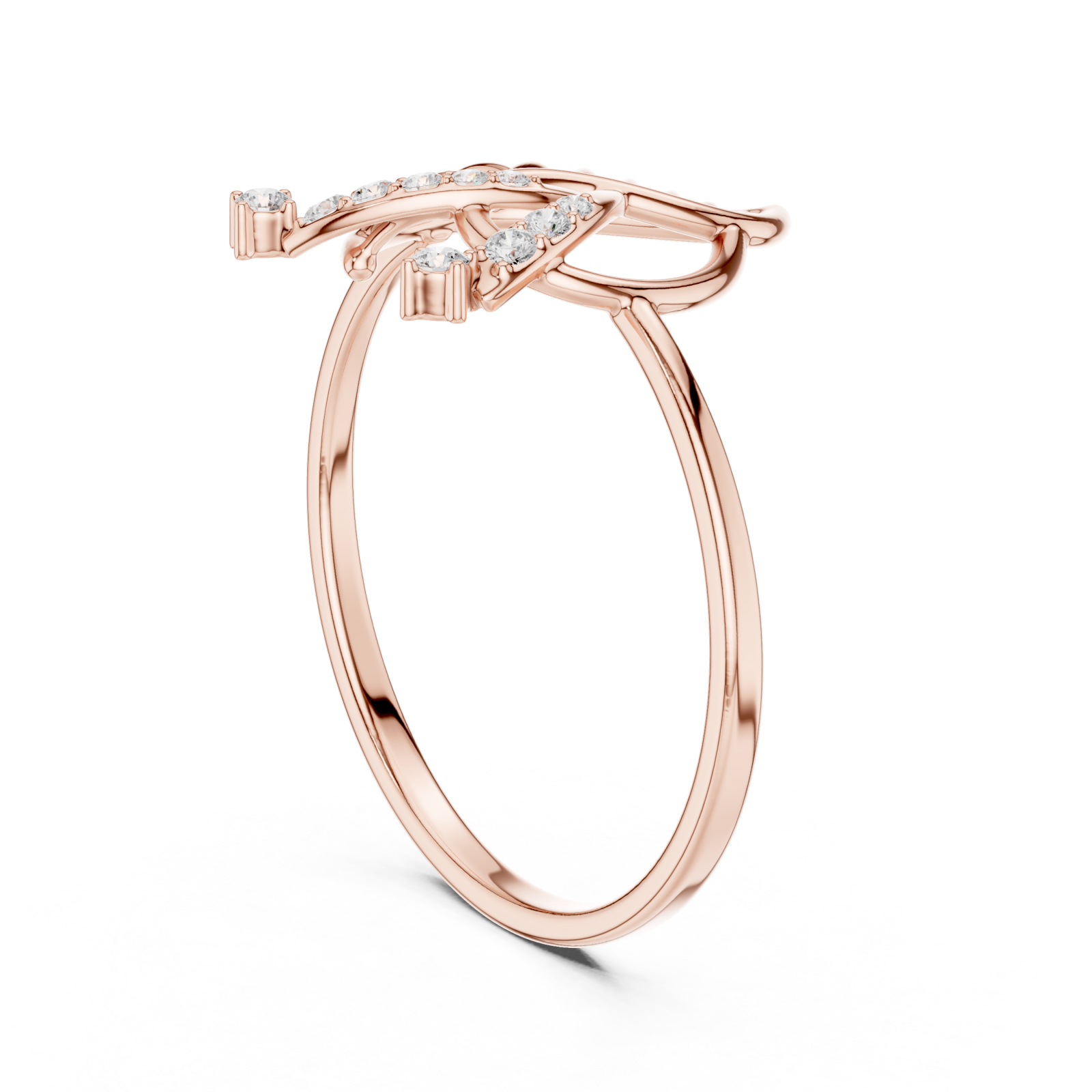  Rose Gold Dancing Essence Open Cuff Nature Band Left View