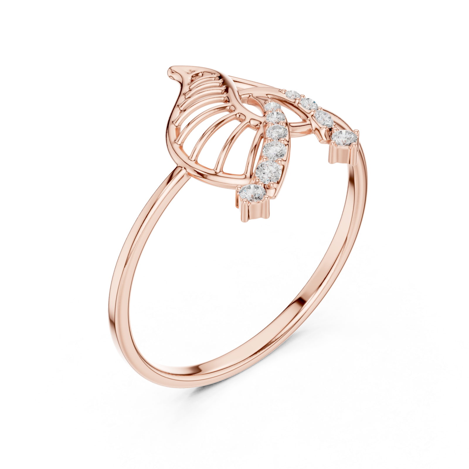  Rose Gold Dancing Essence Open Cuff Nature Band Right View