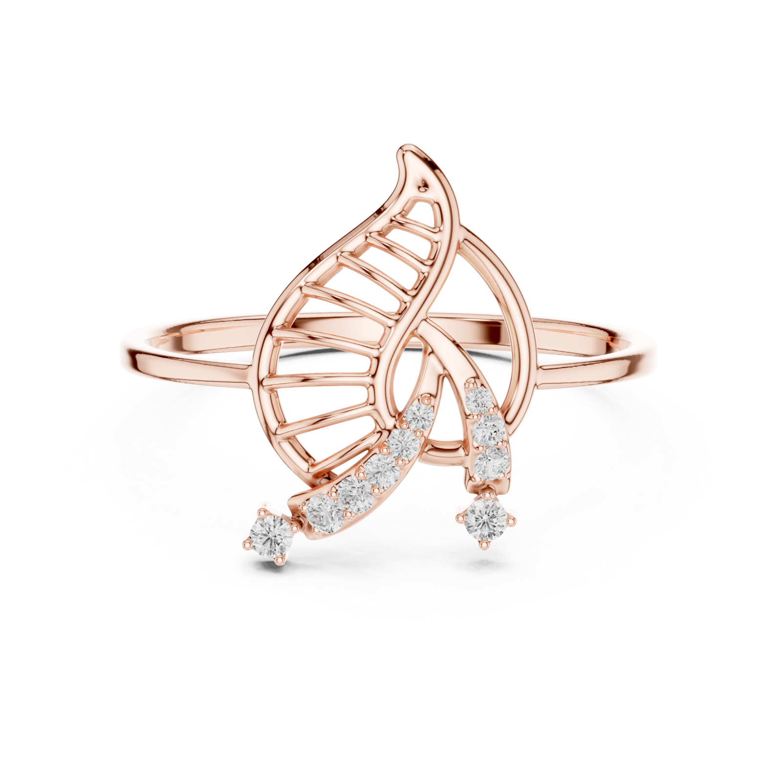  Rose Gold Dancing Essence Open Cuff Nature Band Front View