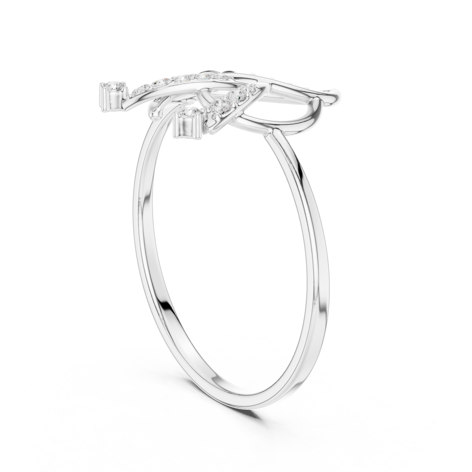  White Gold Dancing Essence Open Cuff Nature Band Left View