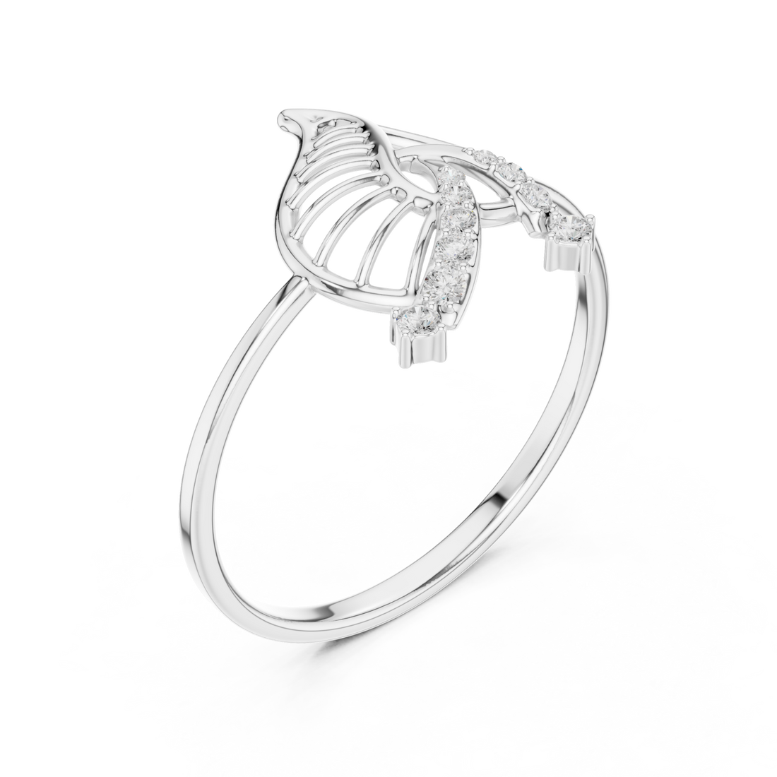  White Gold Dancing Essence Open Cuff Nature Band Right View