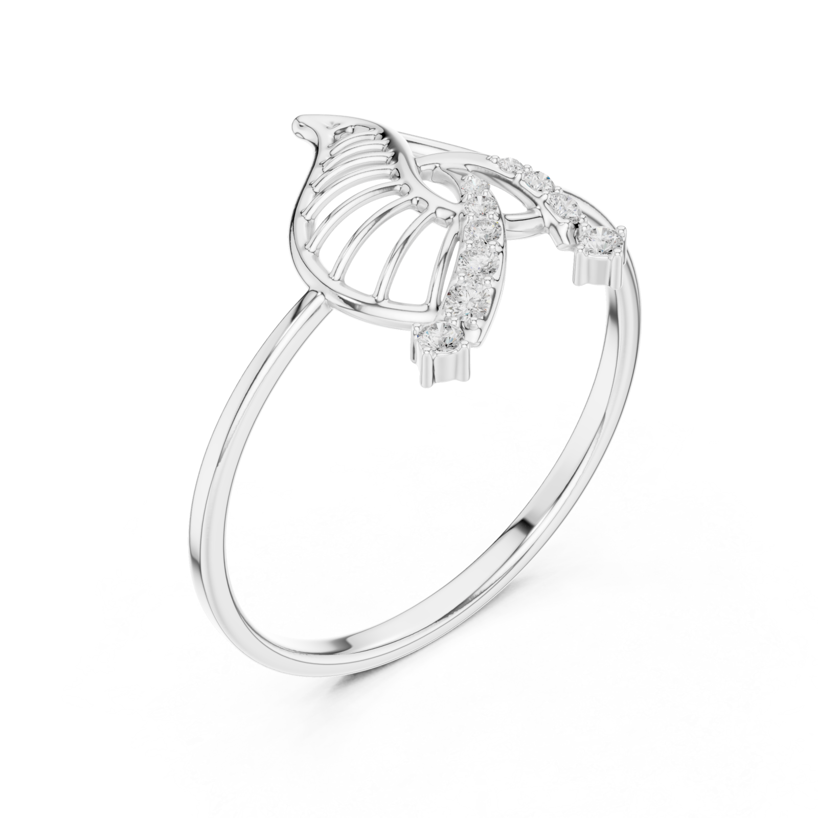  White Gold Dancing Essence Open Cuff Nature Band Right View