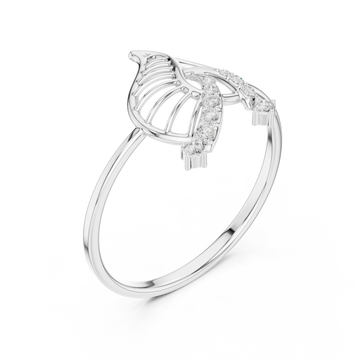 White Gold Dancing Essence Open Cuff Nature Band Right View