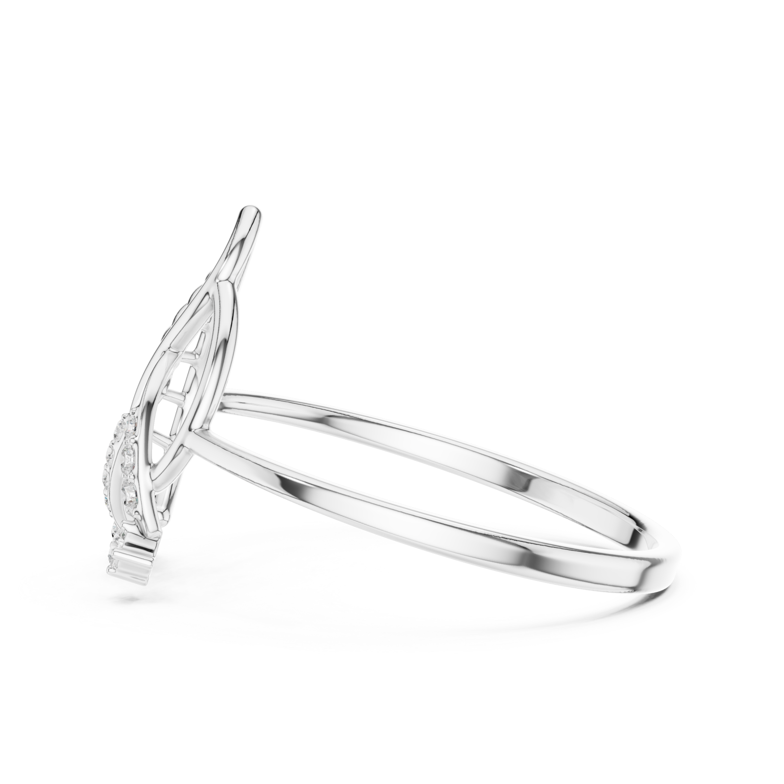  White Gold Dancing Essence Open Cuff Nature Band Side View