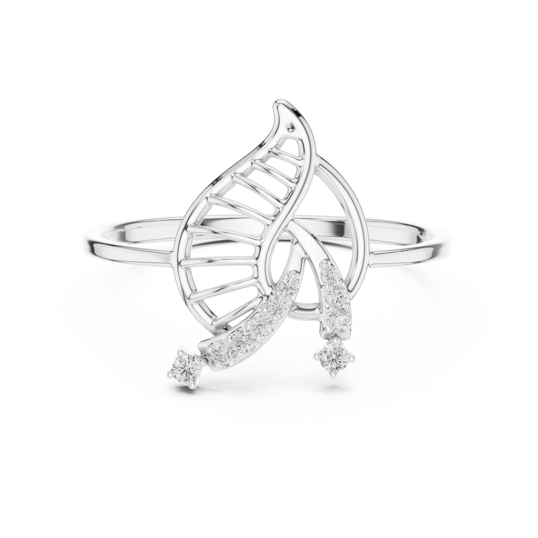 White Gold Dancing Essence Open Cuff Nature Band Right View