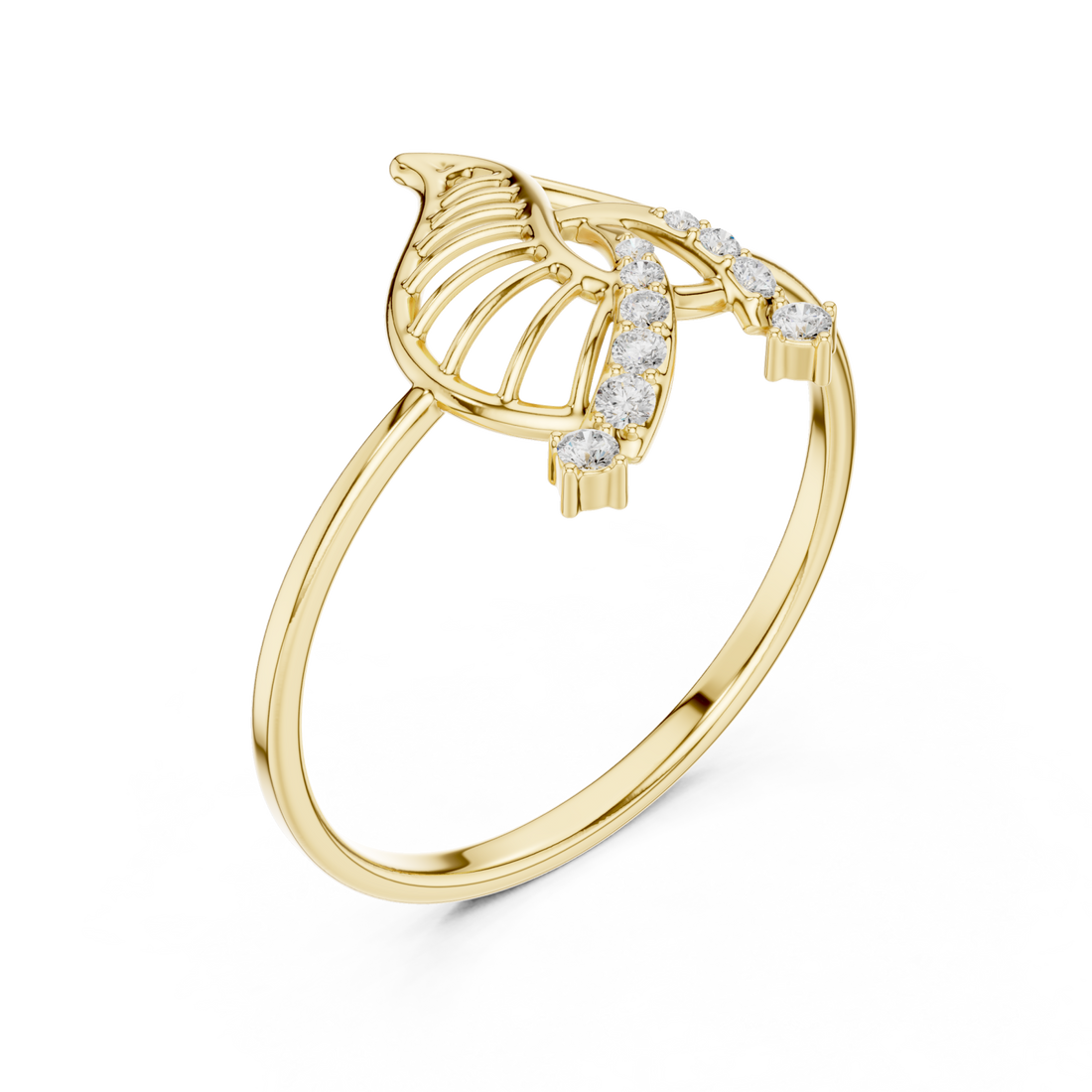 Gold Dancing Essence Open Cuff Nature Band Right View
