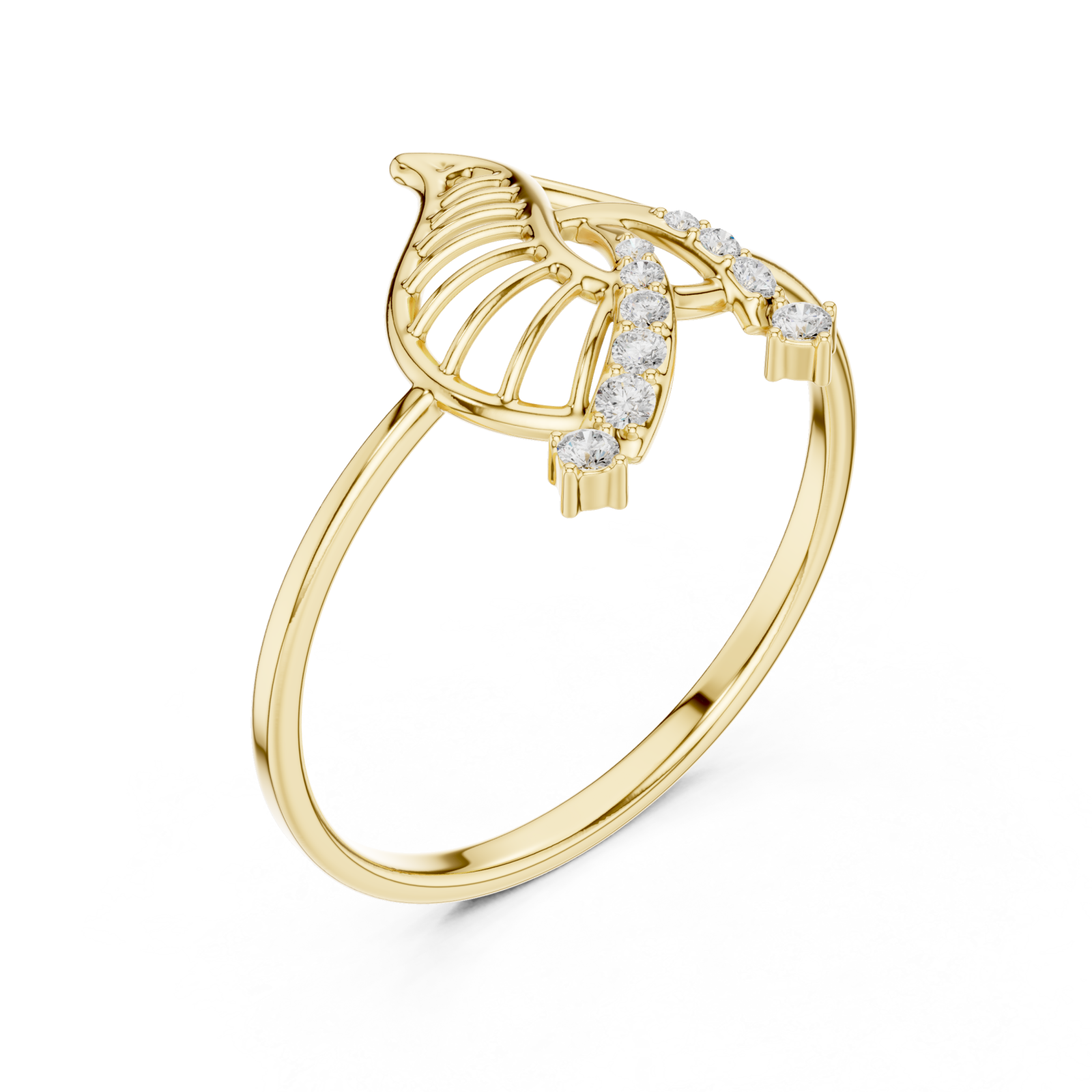 Gold Dancing Essence Open Cuff Nature Band Right View