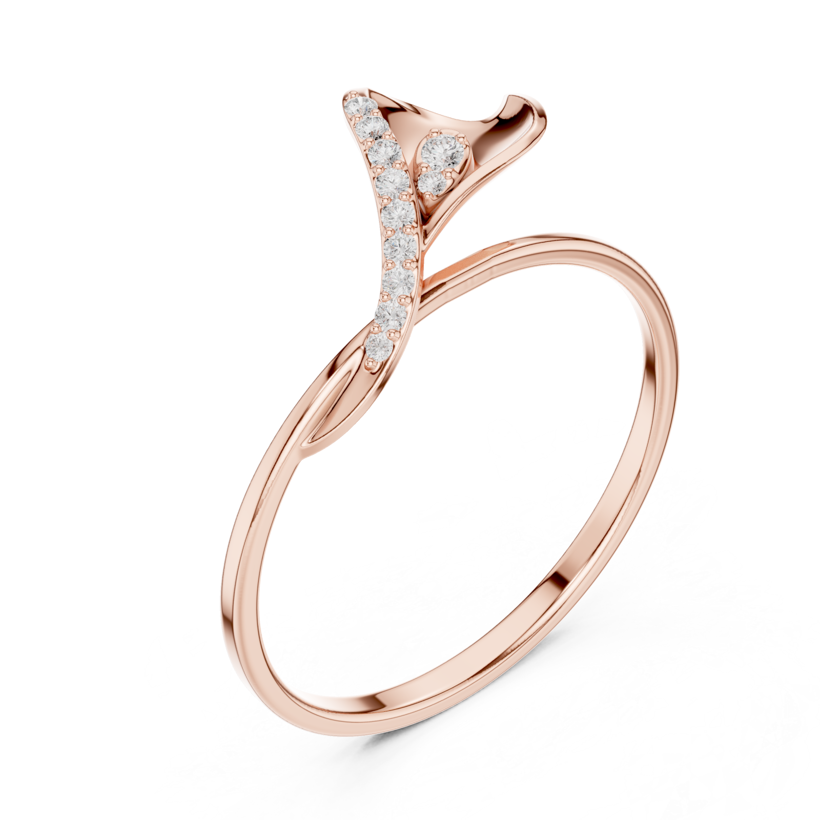  Rose Gold Mirage Twirl Petite Statement Ring Right View