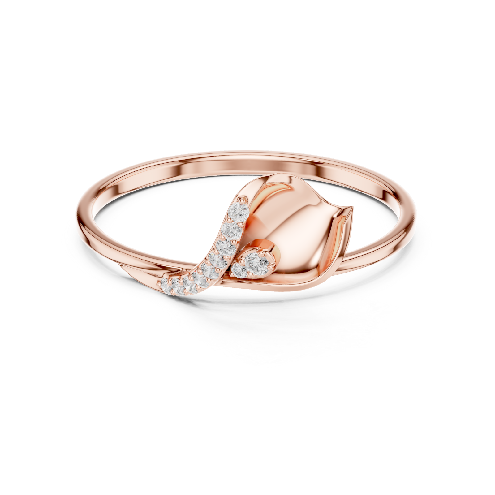  Rose Gold Mirage Twirl Petite Statement Ring Front View