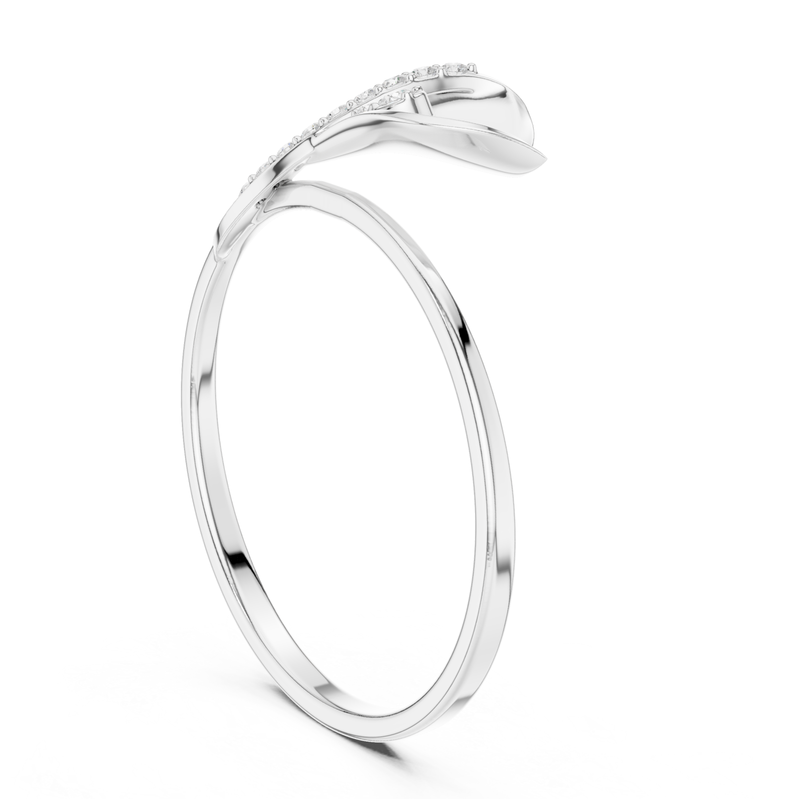  White Gold Mirage Twirl Petite Statement Ring Left View