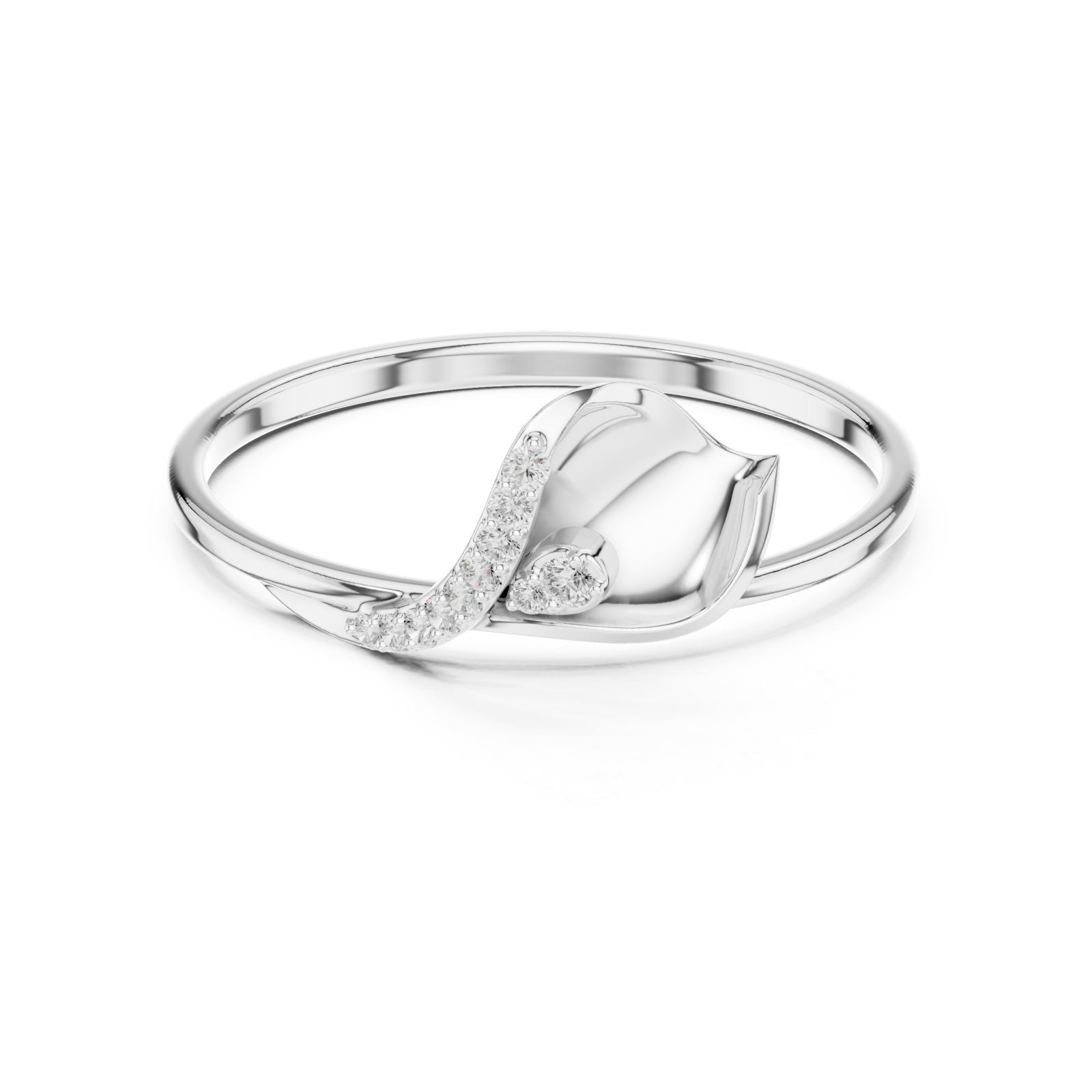  White Gold Mirage Twirl Petite Statement Ring Front View