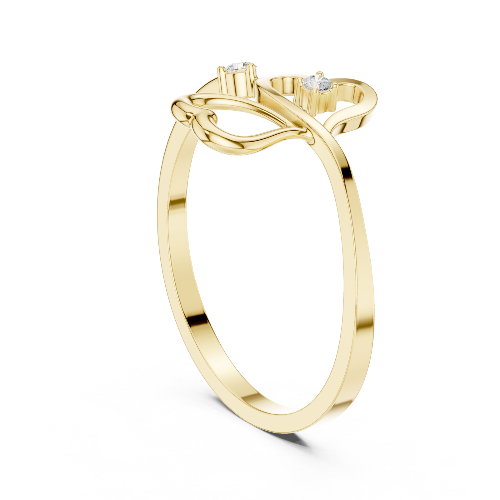  Gold Eternal Embrace Solo Band Ring Left View