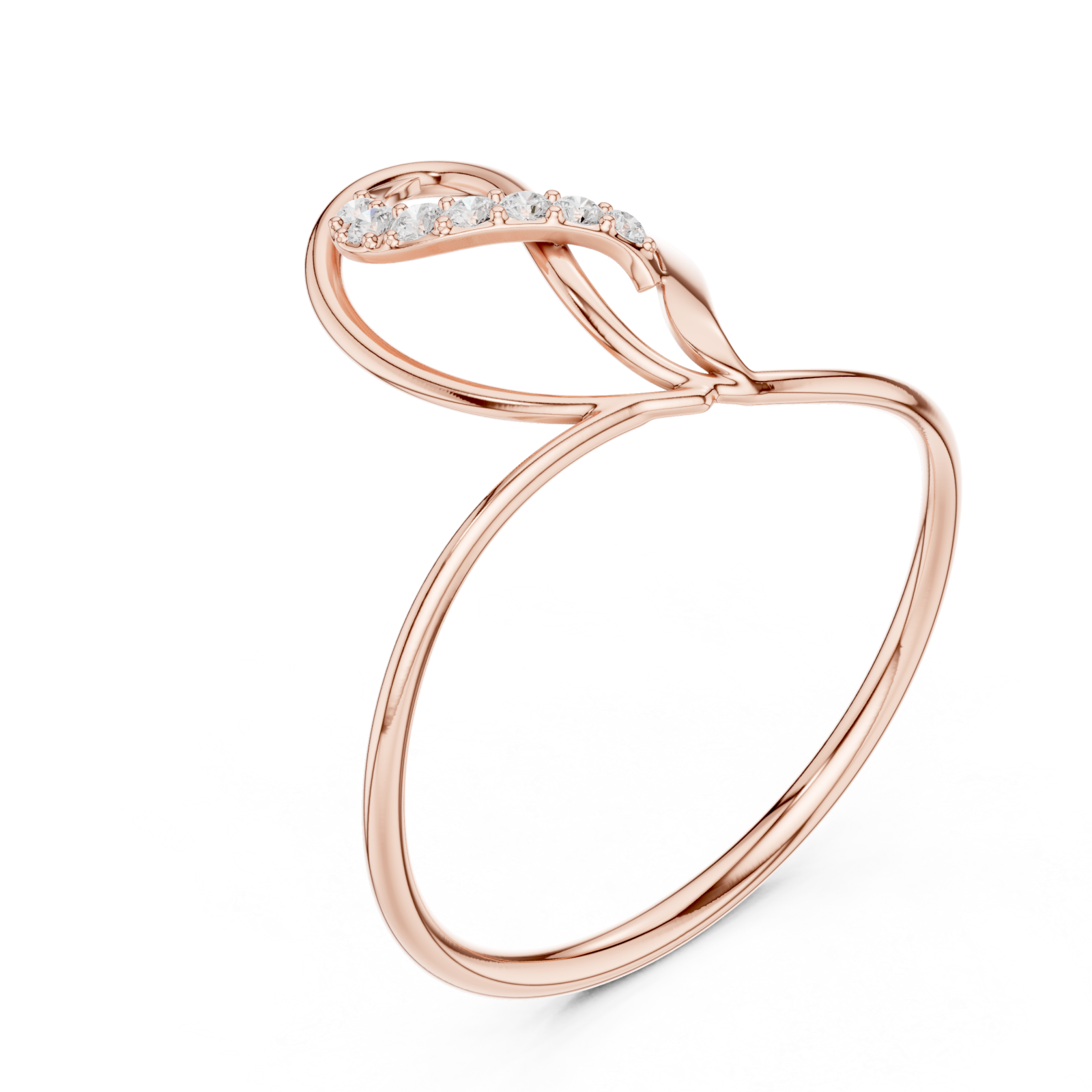  Rose Gold Meadow Crest Flow Band Ring Right View