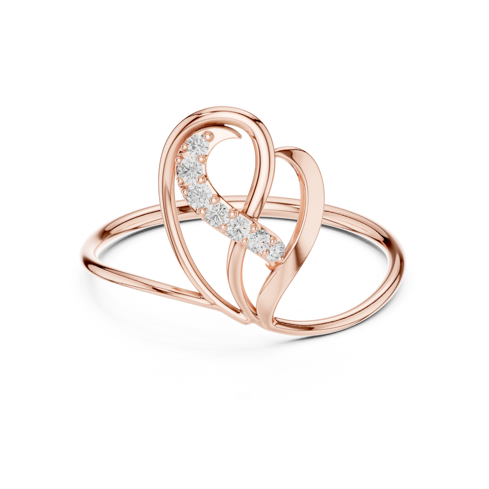 Rose Gold Meadow Crest Flow Band Ring Front View