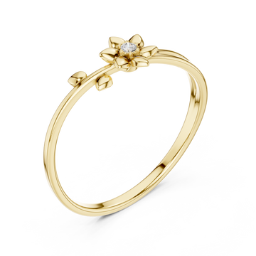 Gold Eternal Petals Adorned Soft Blossom Solitaire Band Right View