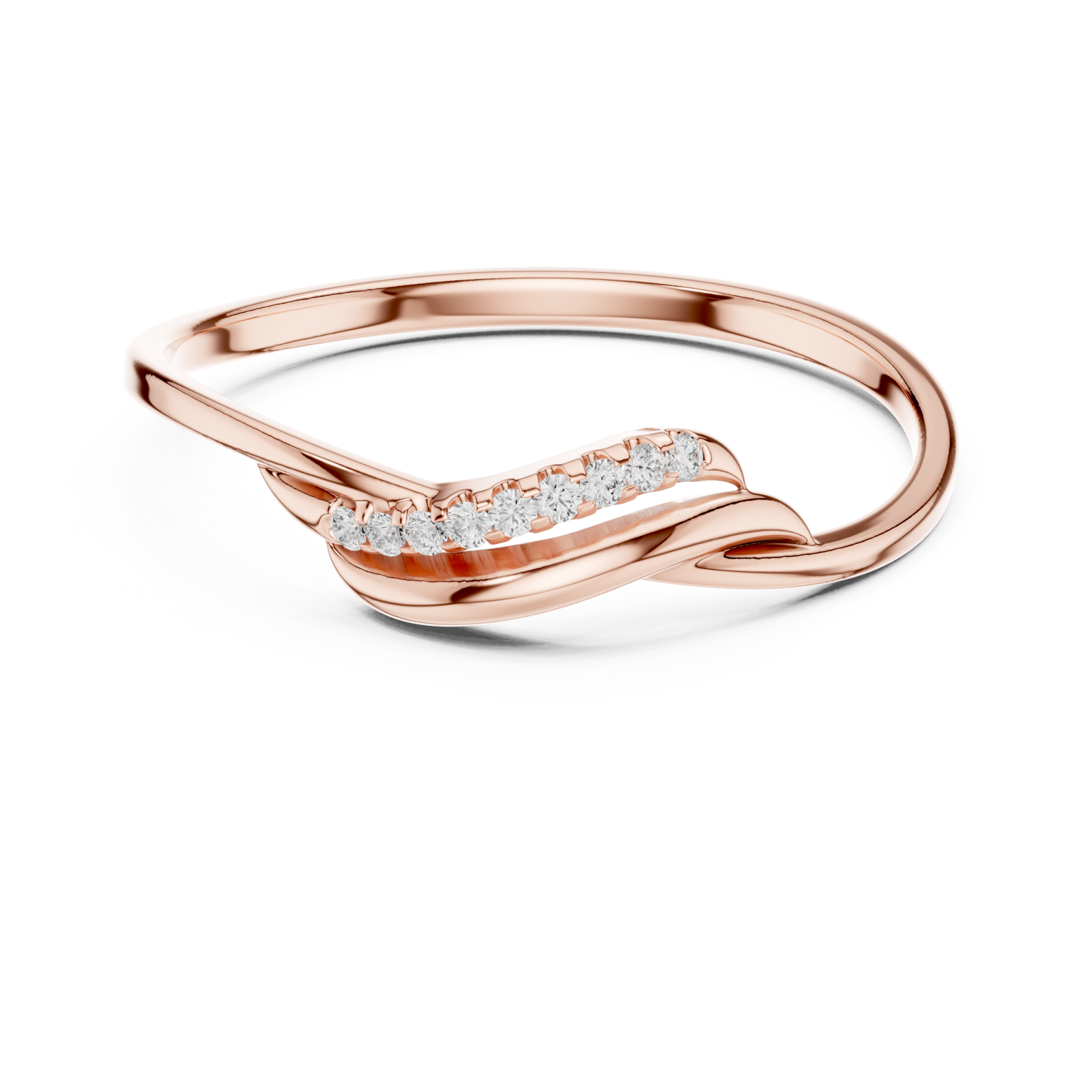  Rose Gold Eternal Embrace Modern Twisted Band Front View