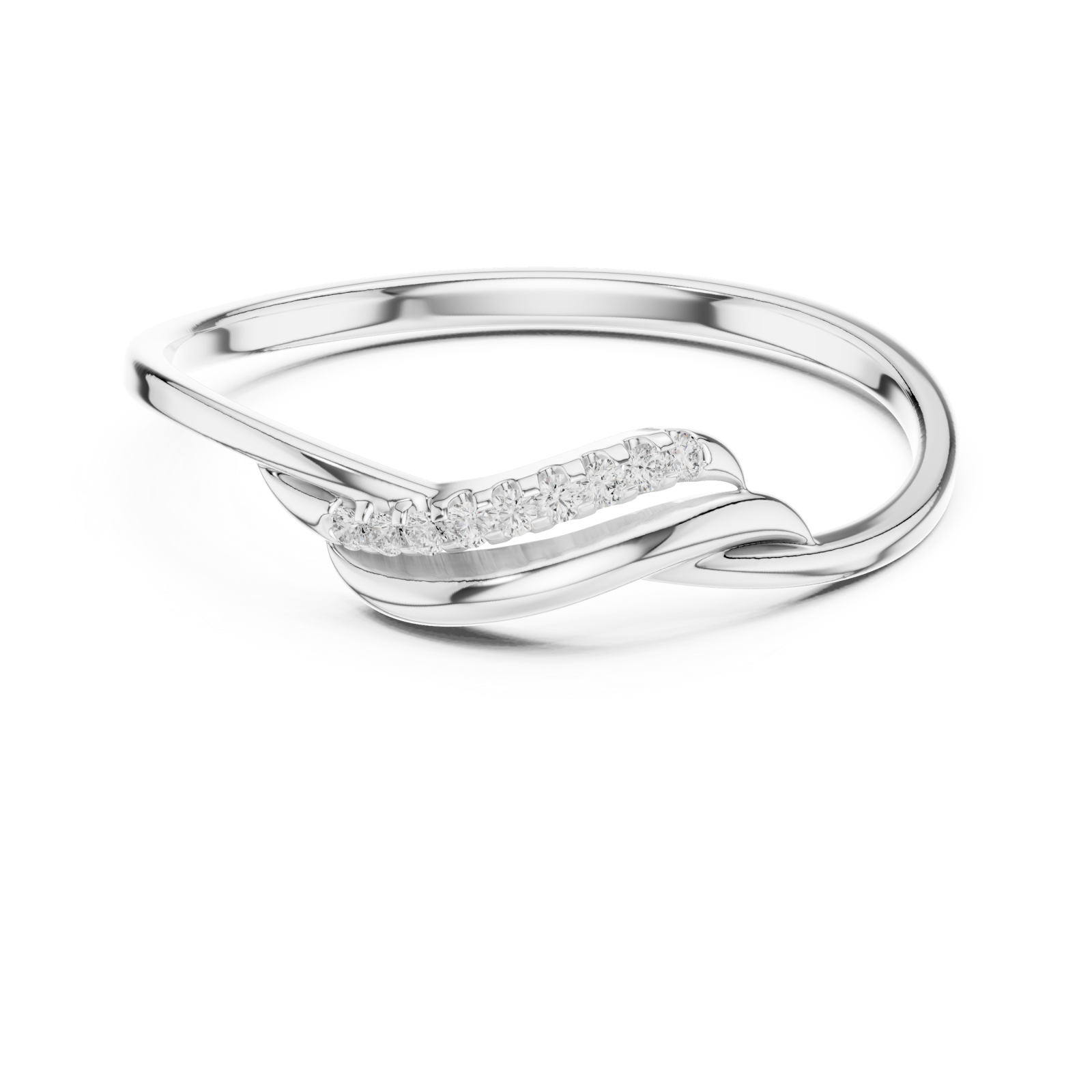  White Gold Eternal Embrace Modern Twisted Band Front View