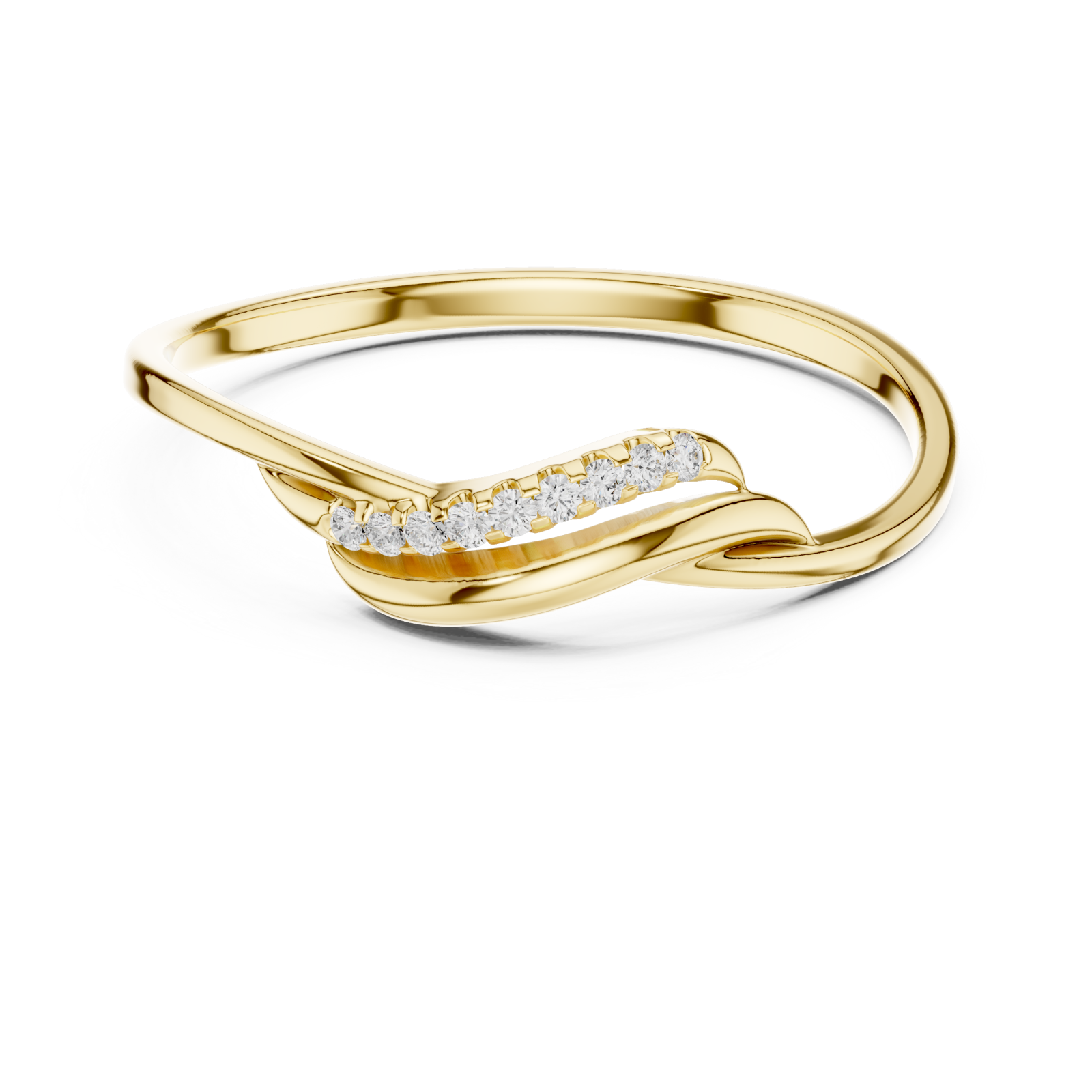  Gold Eternal Embrace Modern Twisted Band Front View