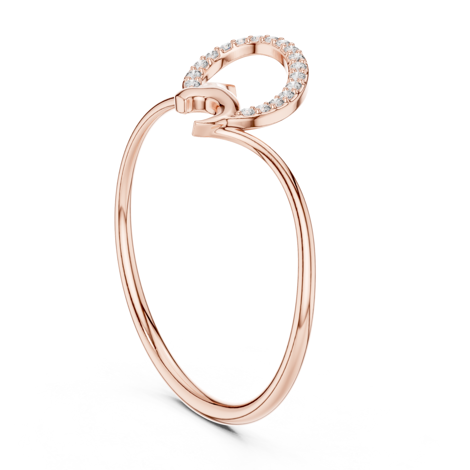  Rose Gold Serene Radiance Entwined Halo Modern Ring Left View