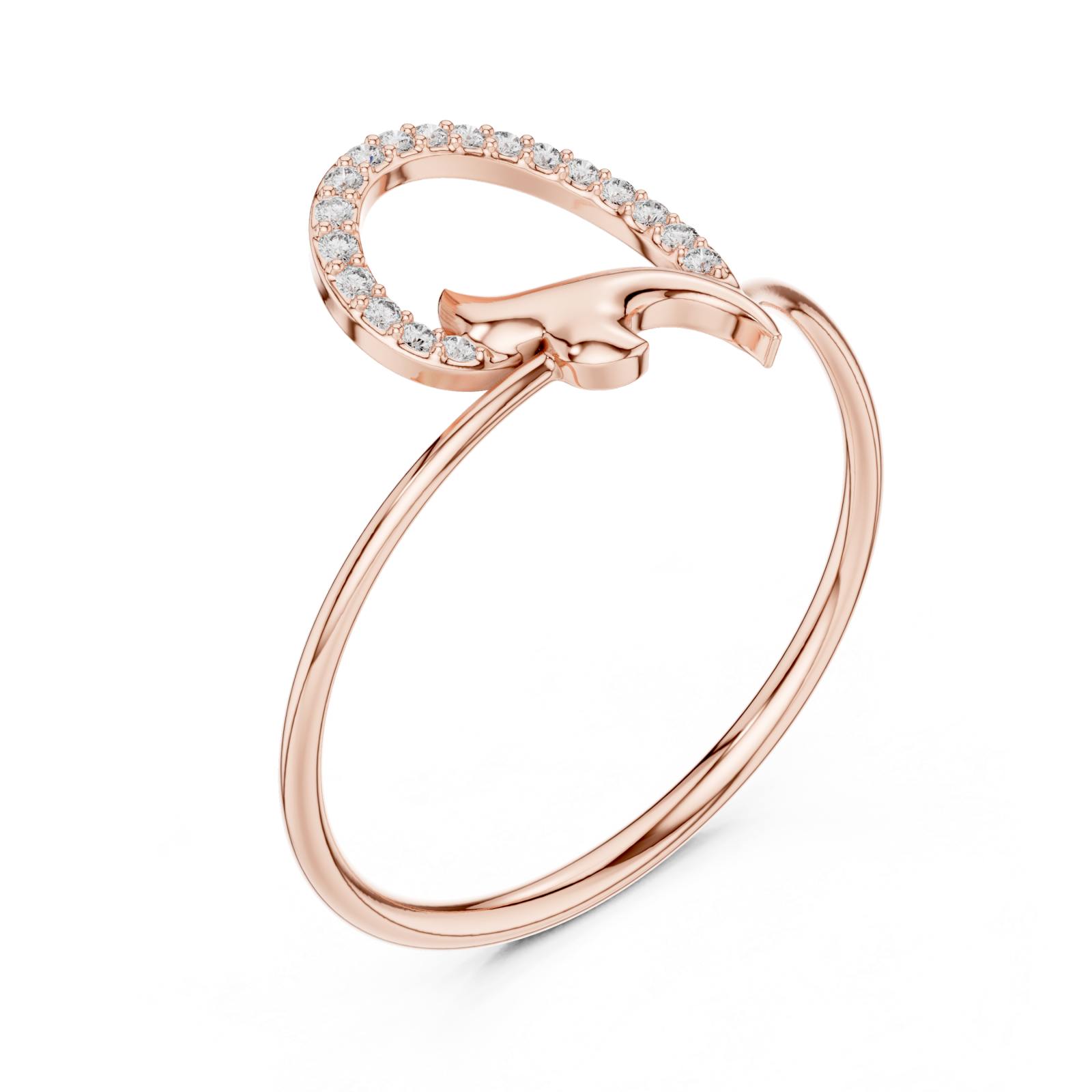  Rose Gold Serene Radiance Entwined Halo Modern Ring Right View
