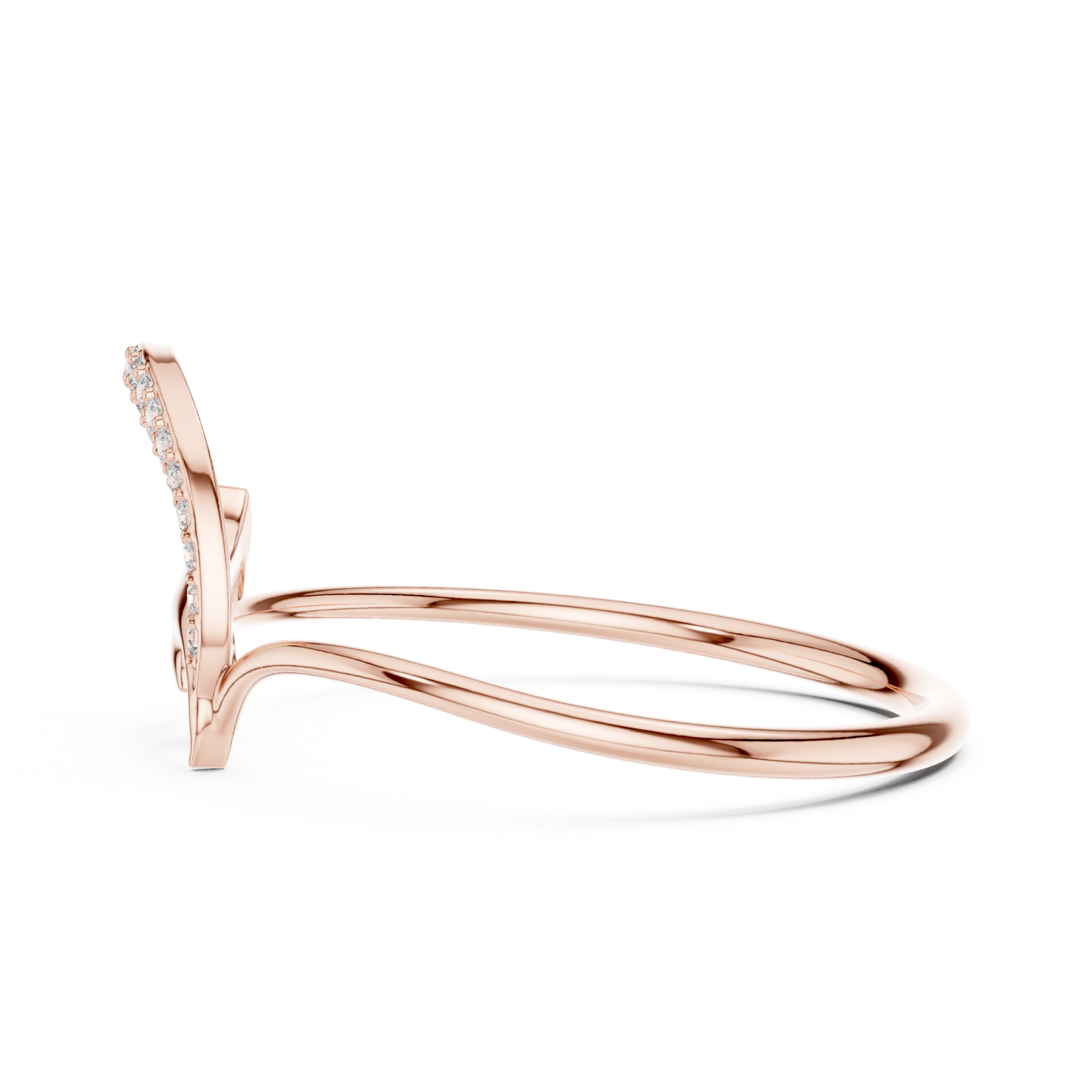  Rose Gold Serene Radiance Entwined Halo Modern Ring Side View