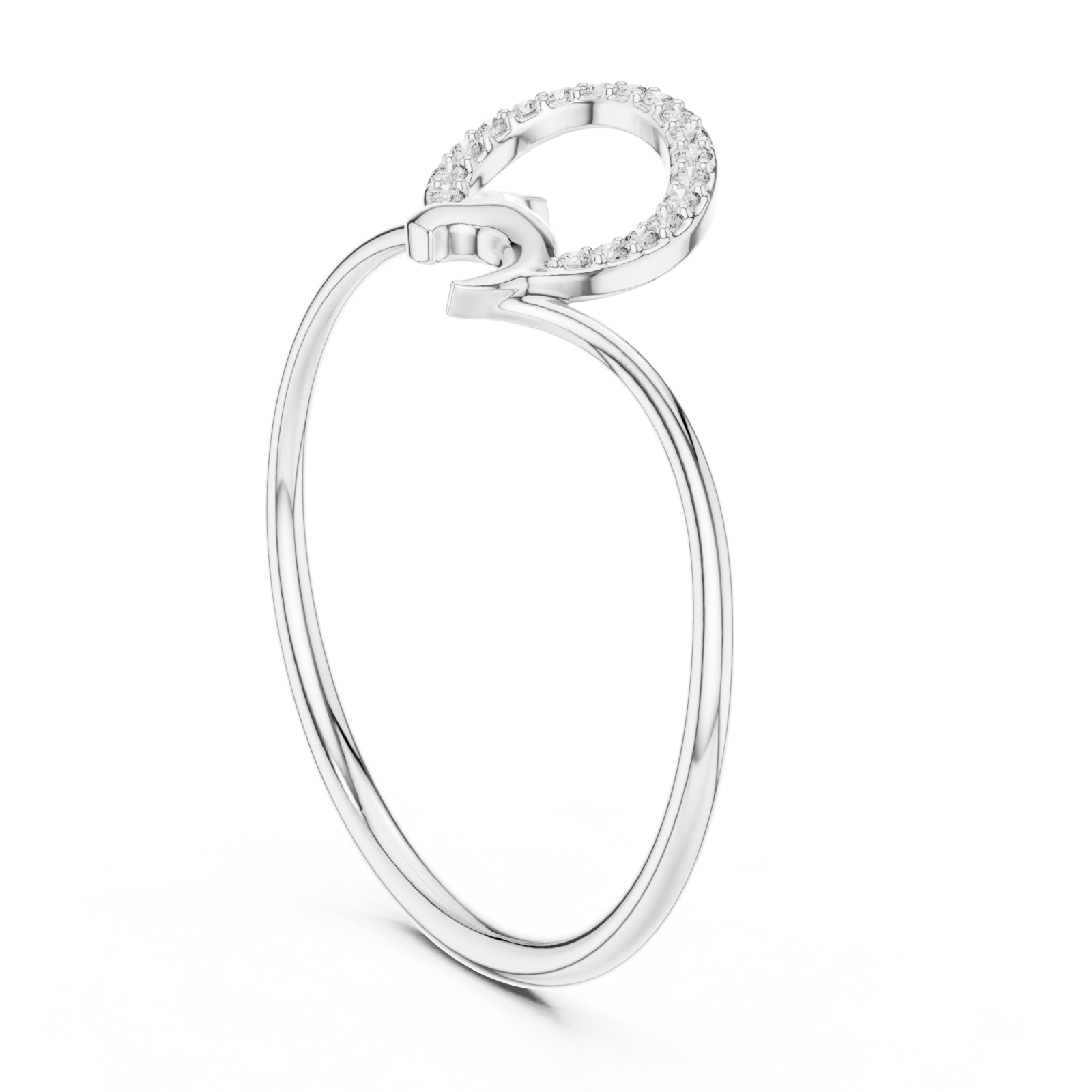 White Gold Serene Radiance Entwined Halo Modern Ring Left View
