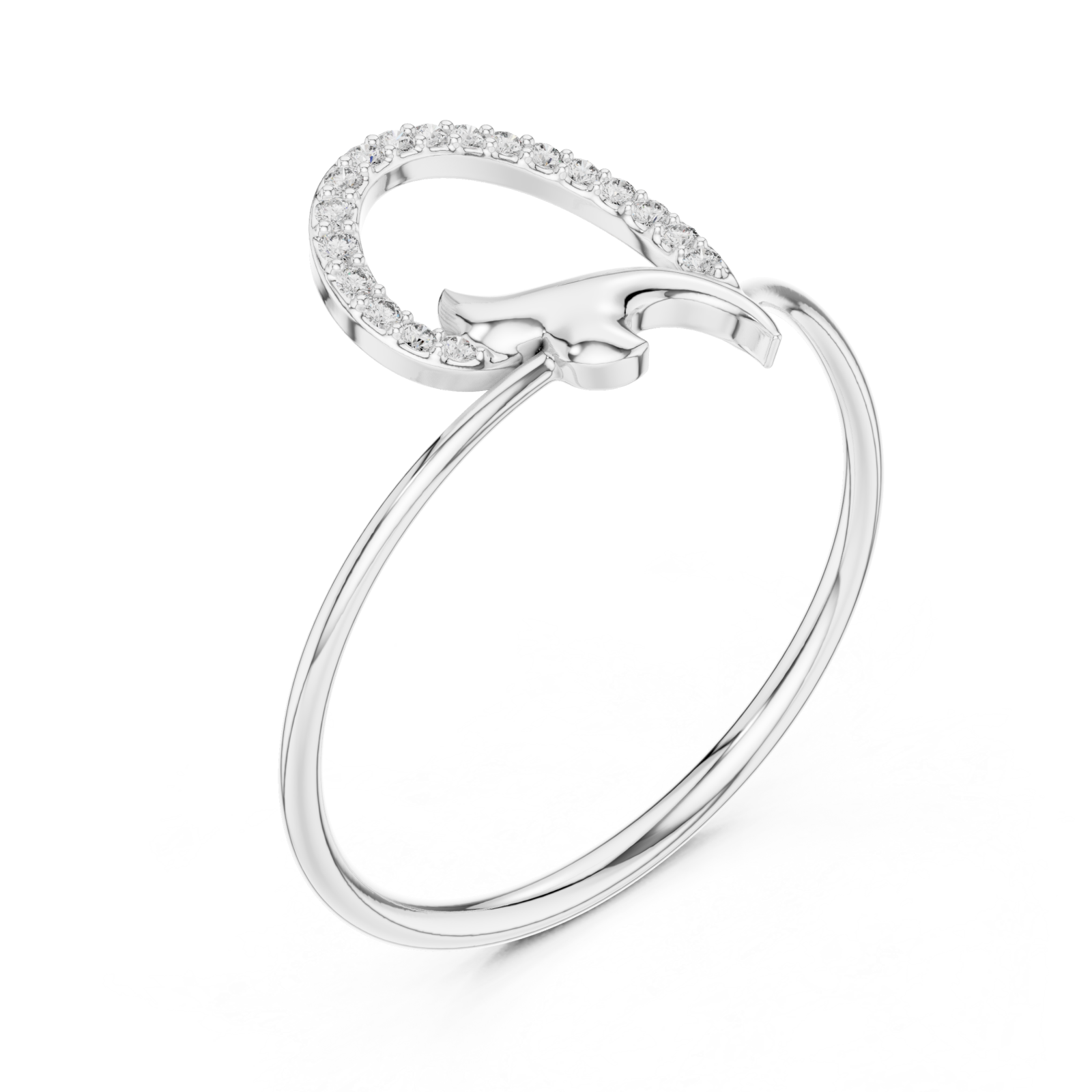 White Gold Serene Radiance Entwined Halo Modern Ring Right View