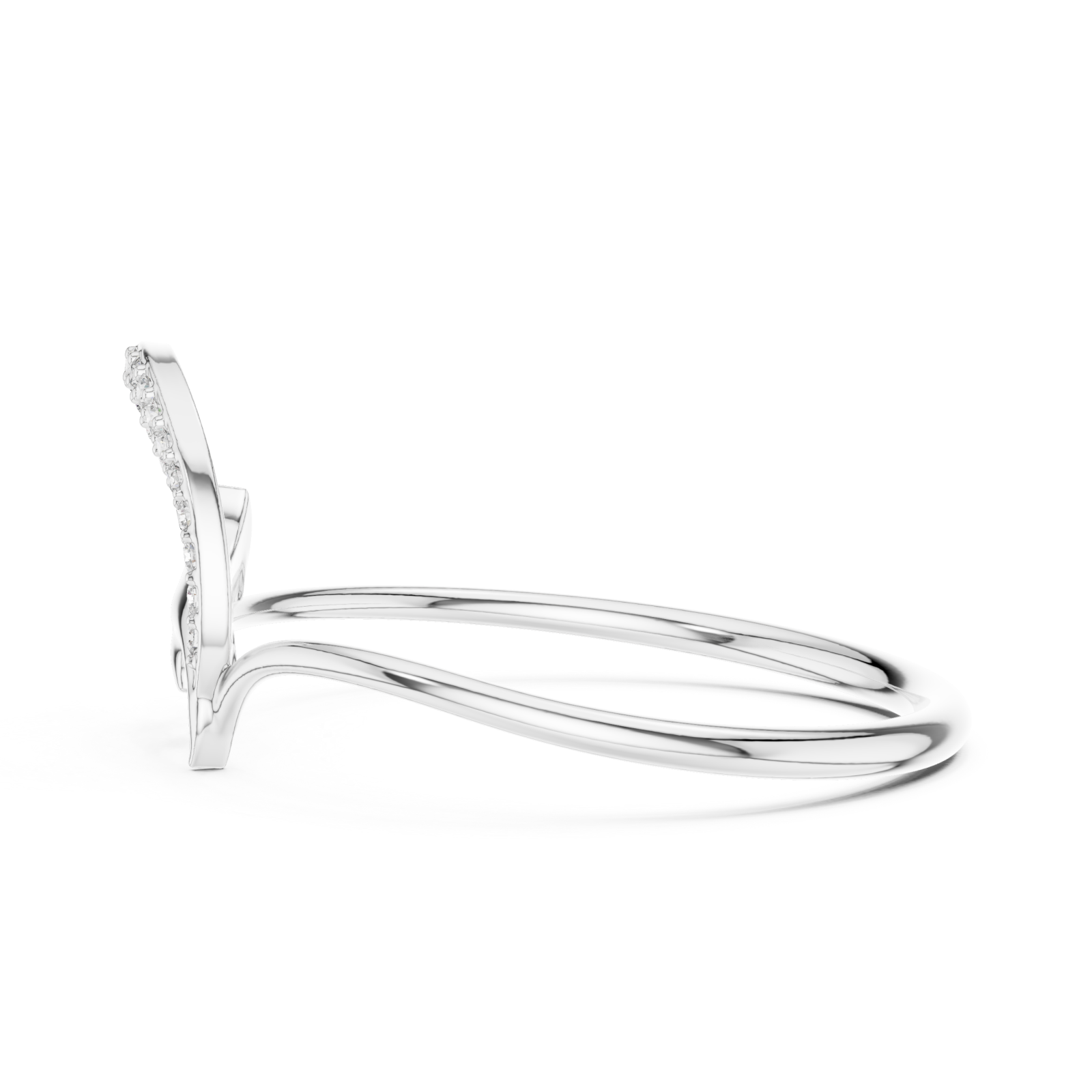  White Gold Serene Radiance Entwined Halo Modern Ring Side View