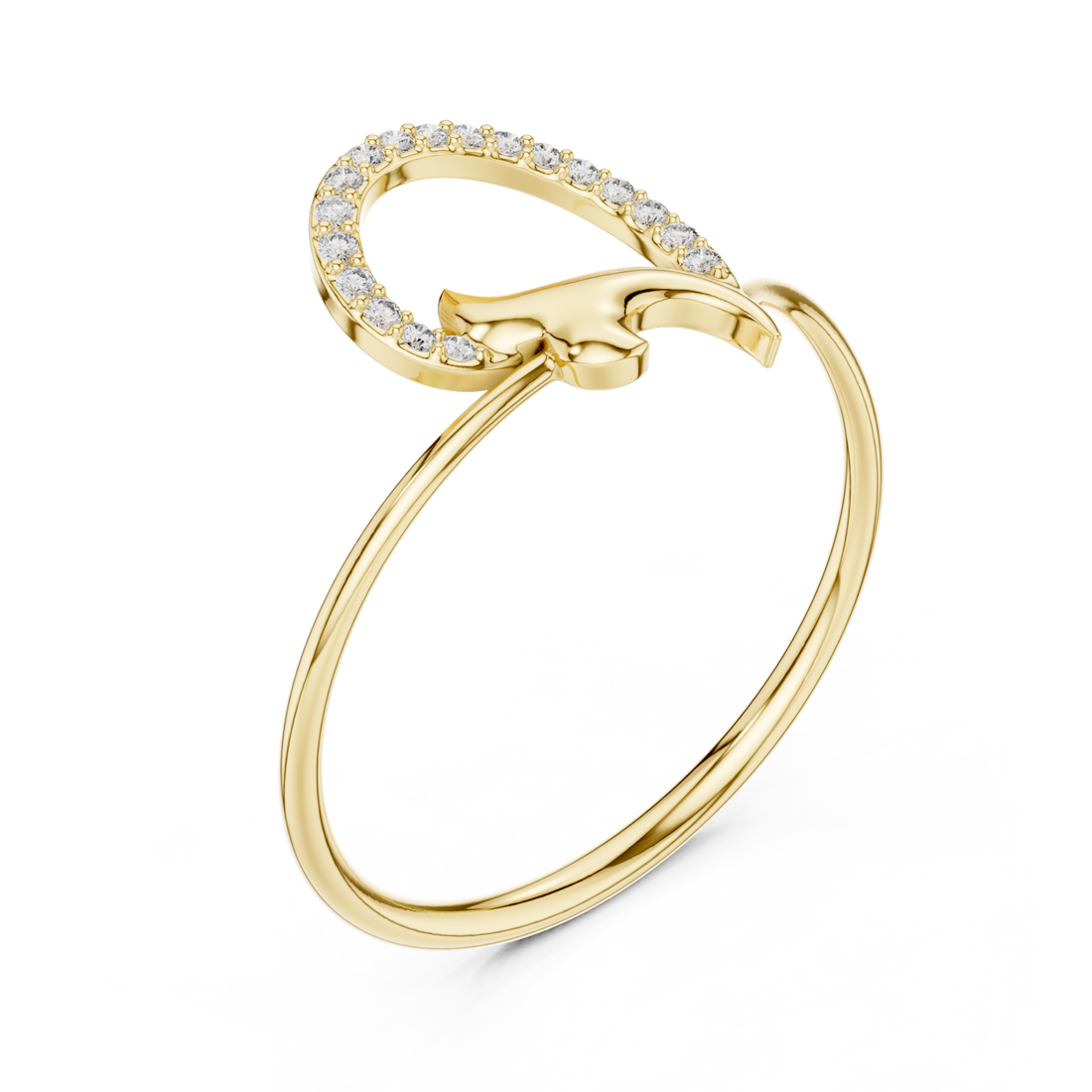 Gold Serene Radiance Entwined Halo Modern Ring Right View