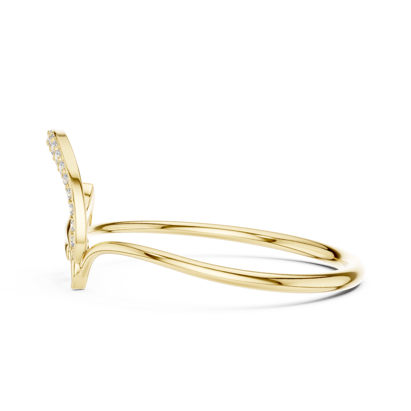  Gold Serene Radiance Entwined Halo Modern Ring Side View