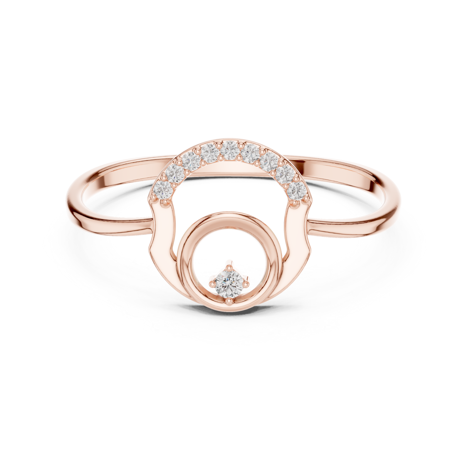  Rose Gold Infinite Curve Harmony Accent Ring Front View